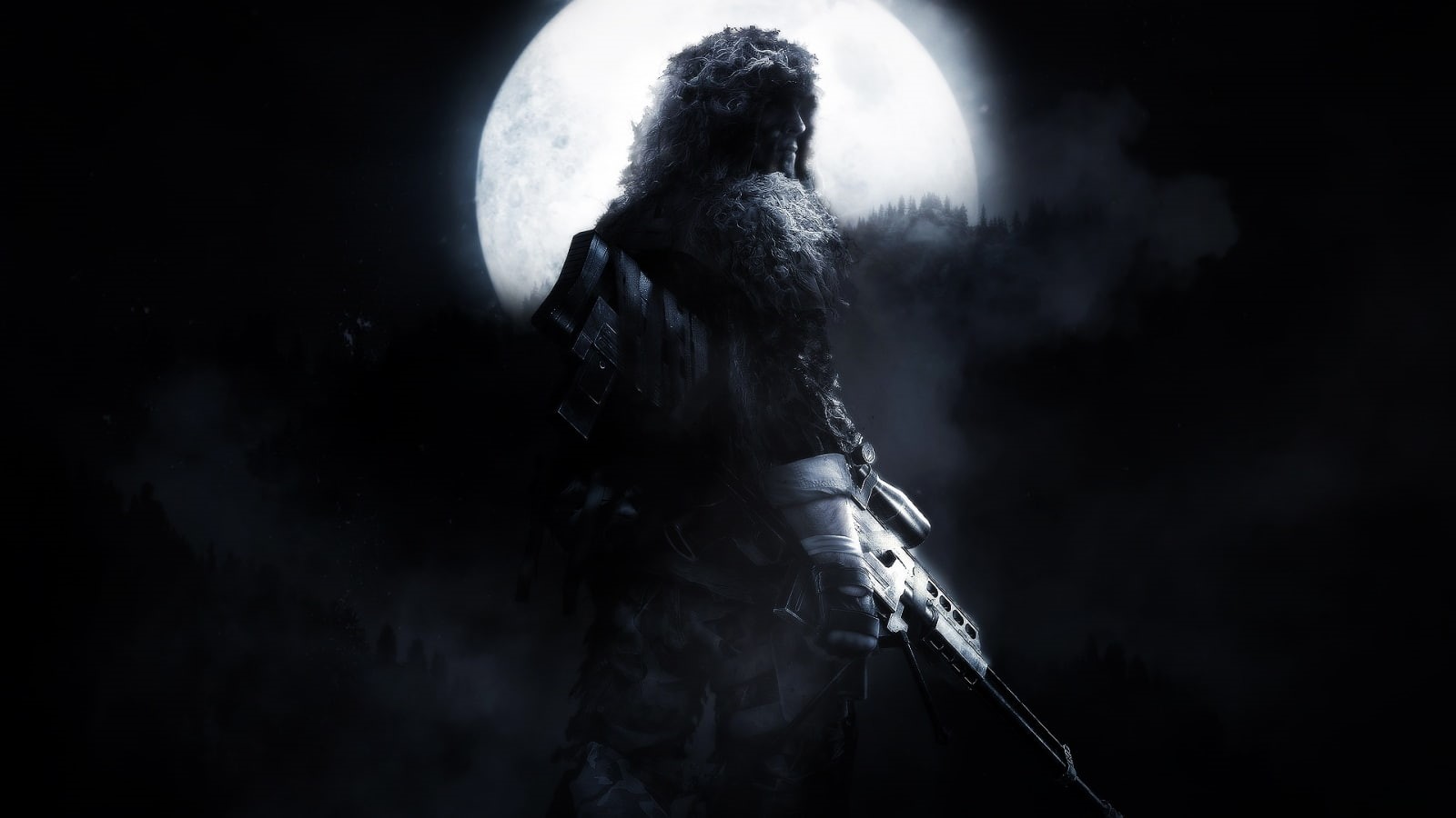 hd, warrior, sniper, ghost, video games, moon, 720P, rifle, HD Wallpaper
