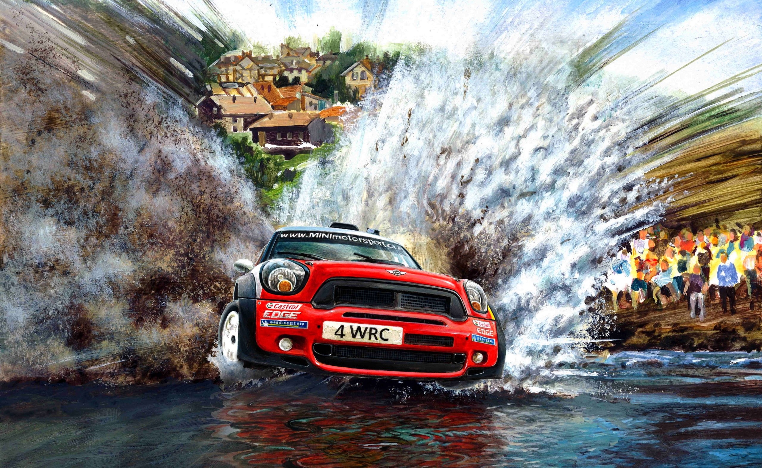 2K, Rally, racing, water, Mini Cooper, car, wrc, vehicle, artwork, HD Wallpaper