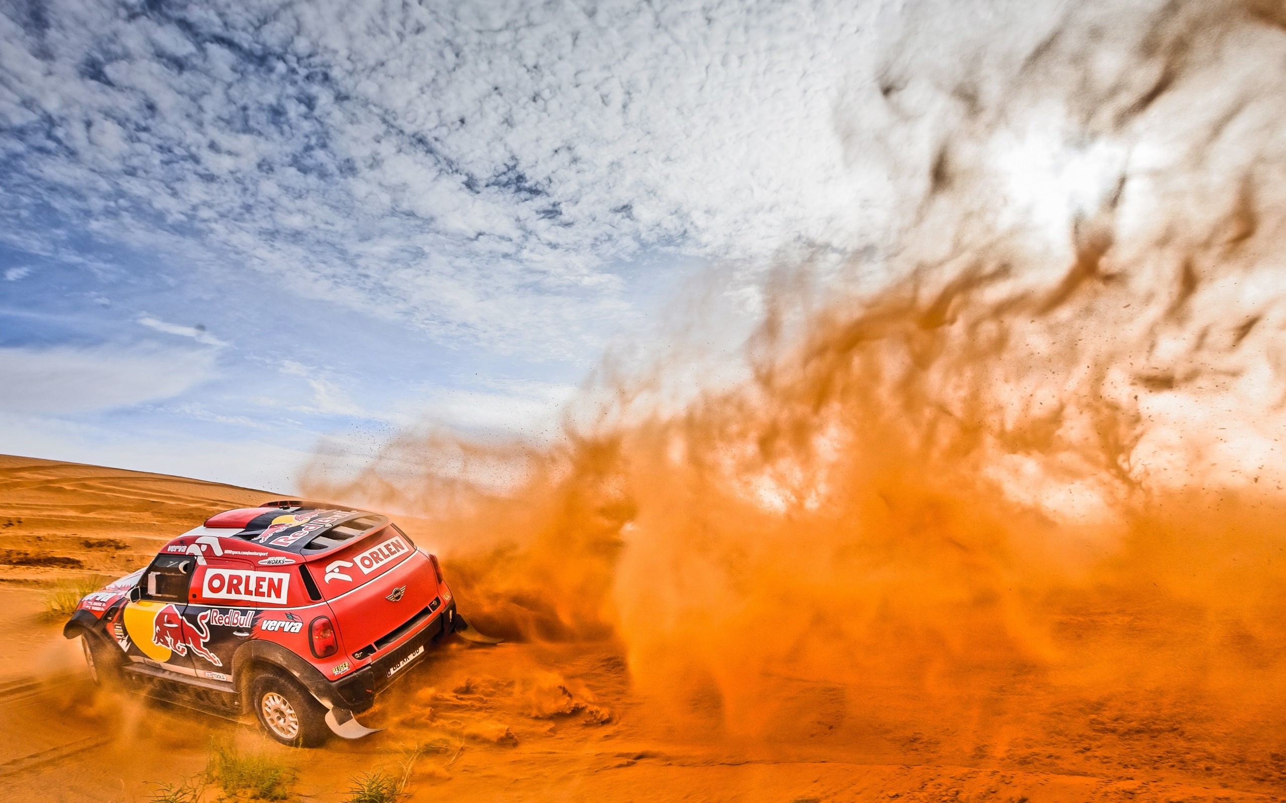 sand, desert, racing, 2K, car, Mini Cooper, Rally, vehicle, HD Wallpaper