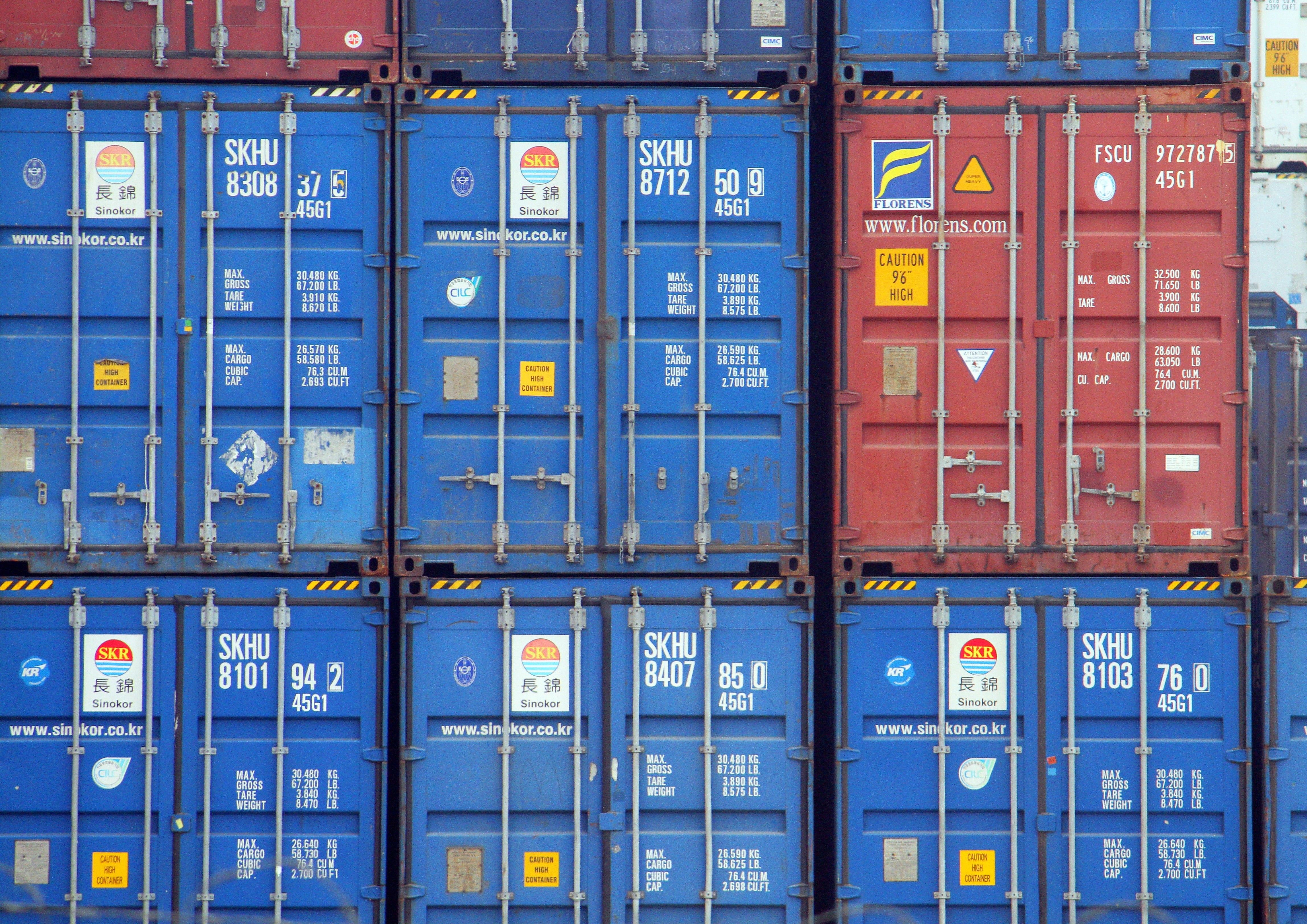text, commercial, container, export, cargo, pier, commerce, freight, storage, no people, red, logistics, in a row, shipping, communication, dock, harbor, HD Wallpaper