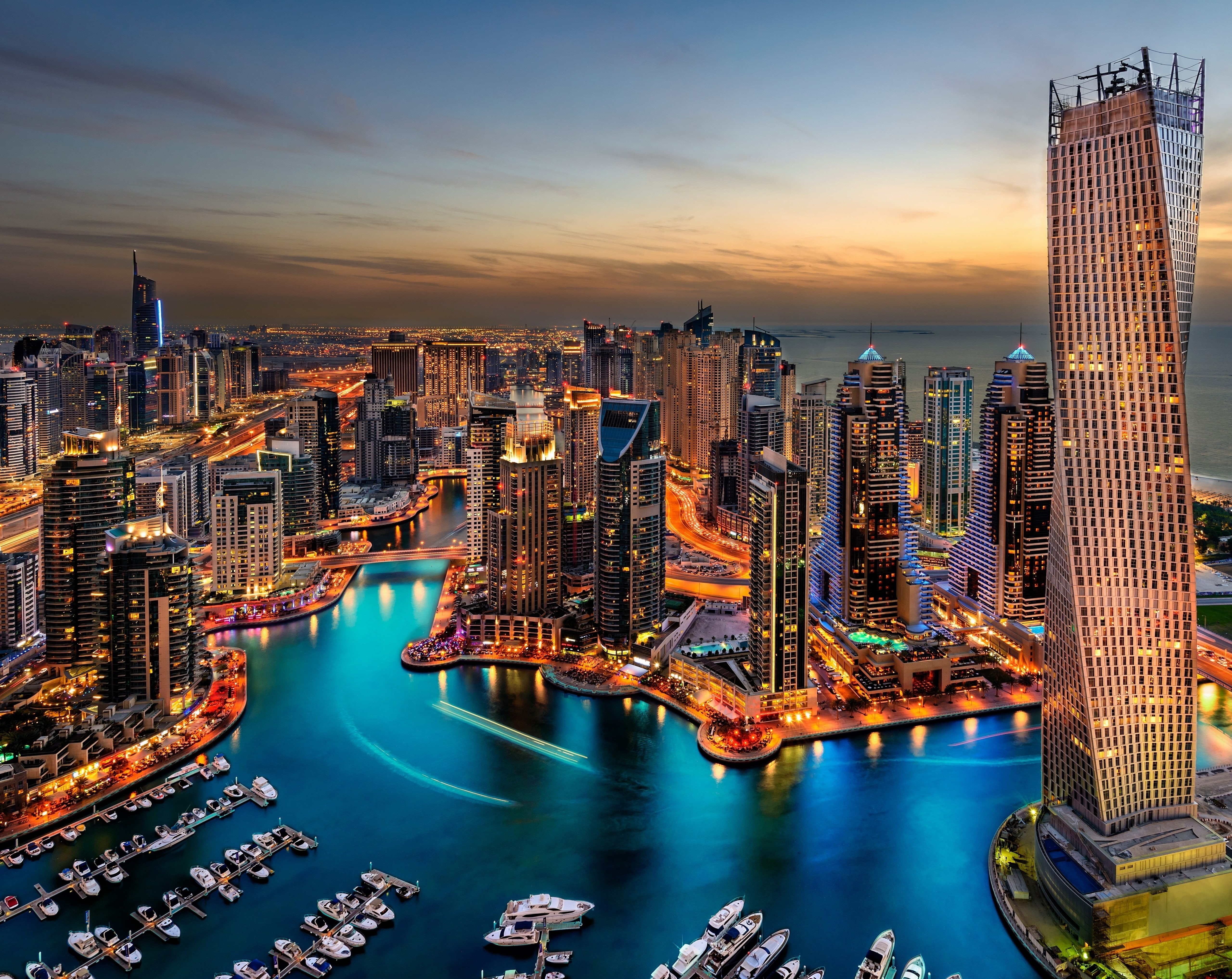Horizon, United Arab Emirates, built structure, 5K, Cityscape, outdoors, metropolitan, landscape, visit, building, Skyline, Marina, urban skyline, skyscraper, HD Wallpaper