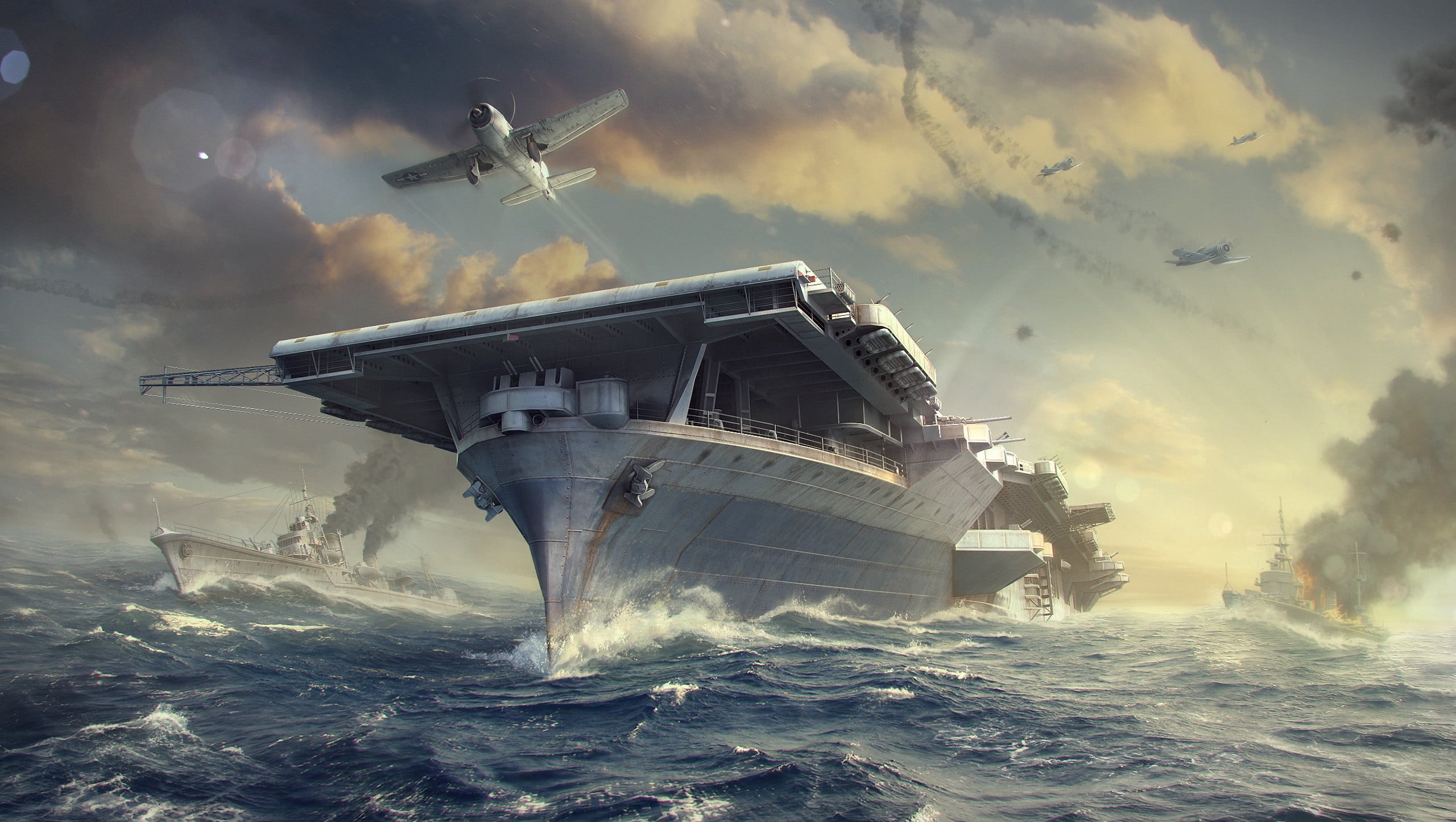 Water, WoWS, cloud - Sky, military, aggression, nature, flying, weapon, aerospace Industry, on the move, The World Of Ships, World of Warships, battleship, HD Wallpaper