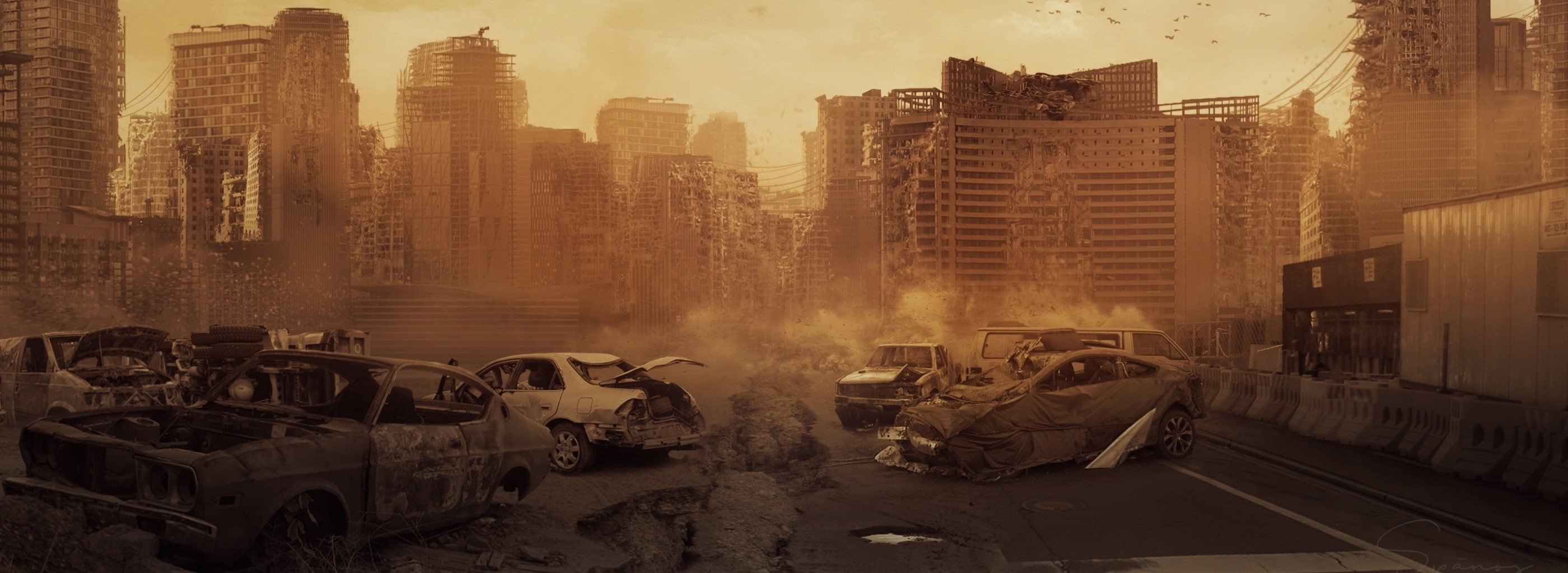 Creative, City, Aero, 2K, Apocalypse, Cars, Urban, photomanipulation, HD Wallpaper