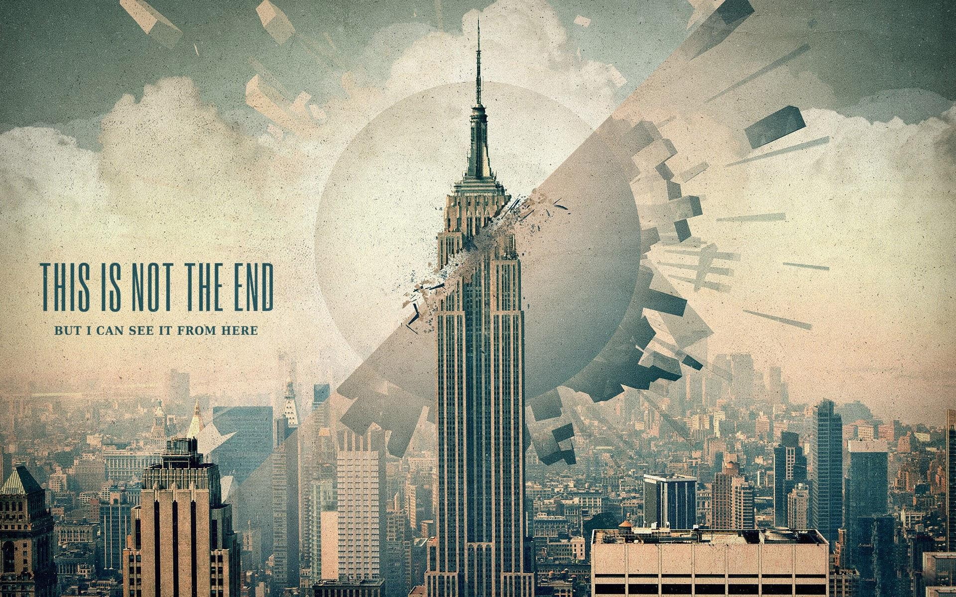 1920x1200, destruction, new york city, end, 1080P, typography, poster, apocalypse, empure state building, HD Wallpaper