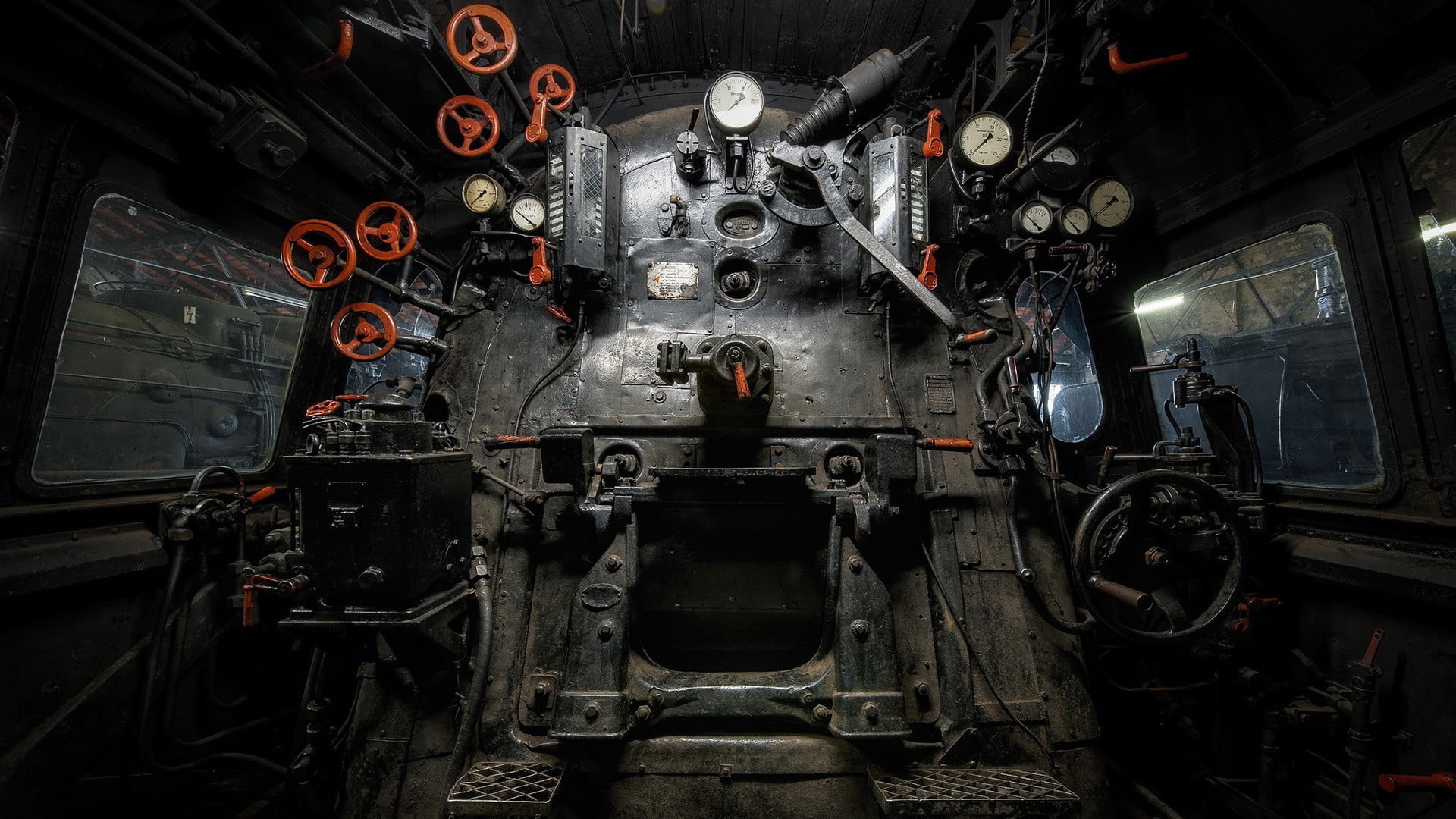 public transportation, machinery, abandoned, vintage, land vehicle, illuminated, architecture, metal, vehicle interiors, steam train, rail transportation, HD Wallpaper