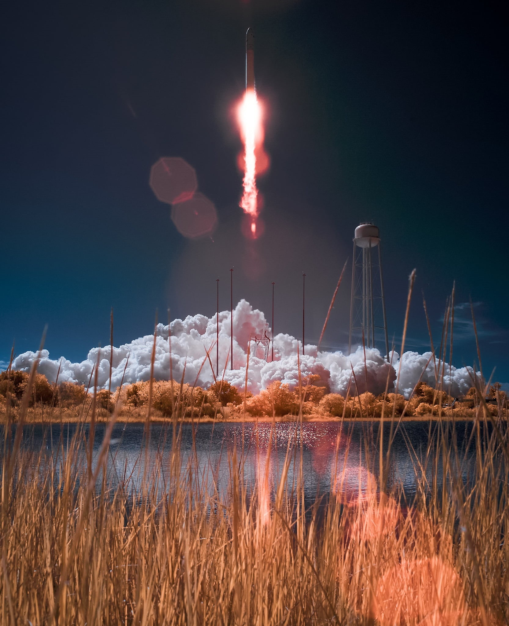 Cygnus Spacecraft, ISS, Wallops, Spacecraft Launches, painting, NASA, night, nature, launch, space, Antares Rocket, 1080P, space launch, Phone HD Wallpaper