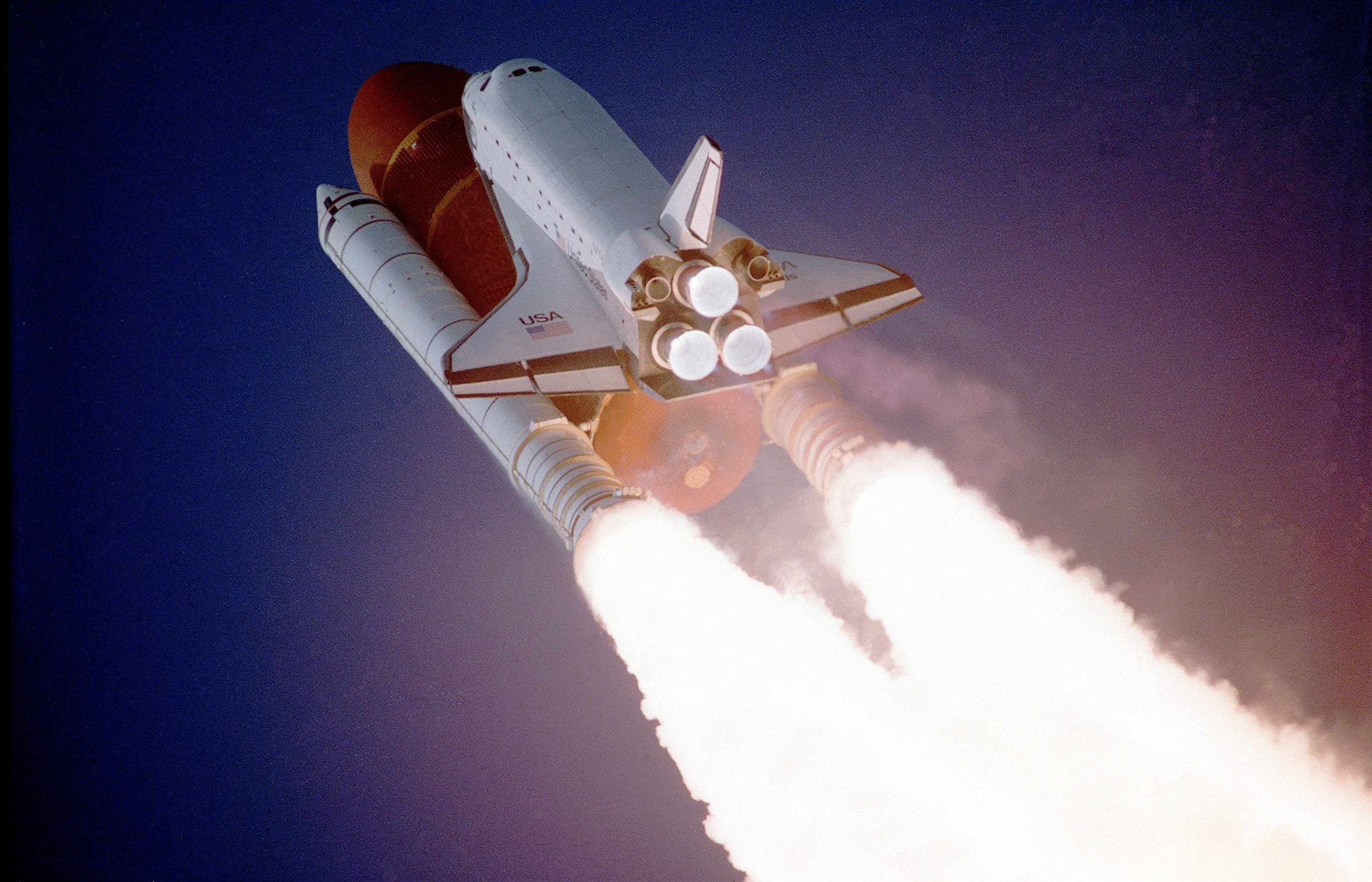 vapor trail, united states of america, aerospace industry, science, low angle view, space exploration, nature, people, flying, flight, blue, space shuttle, HD Wallpaper