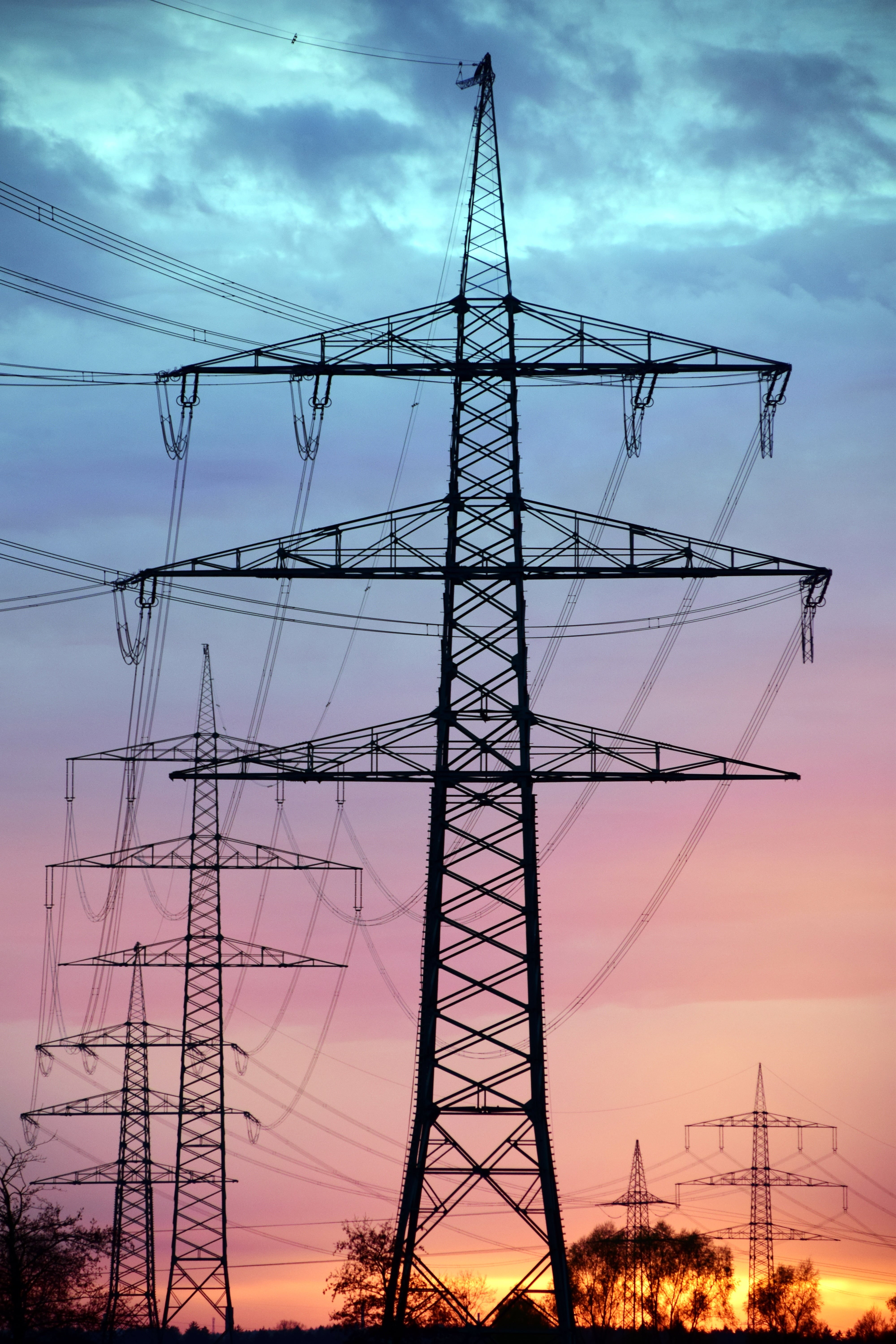 connection, cloud - sky, current, upper lines, 5K, iron - metal, power line, sunset, built structure, energy revolution, tension, technology, line, mood, Phone HD Wallpaper
