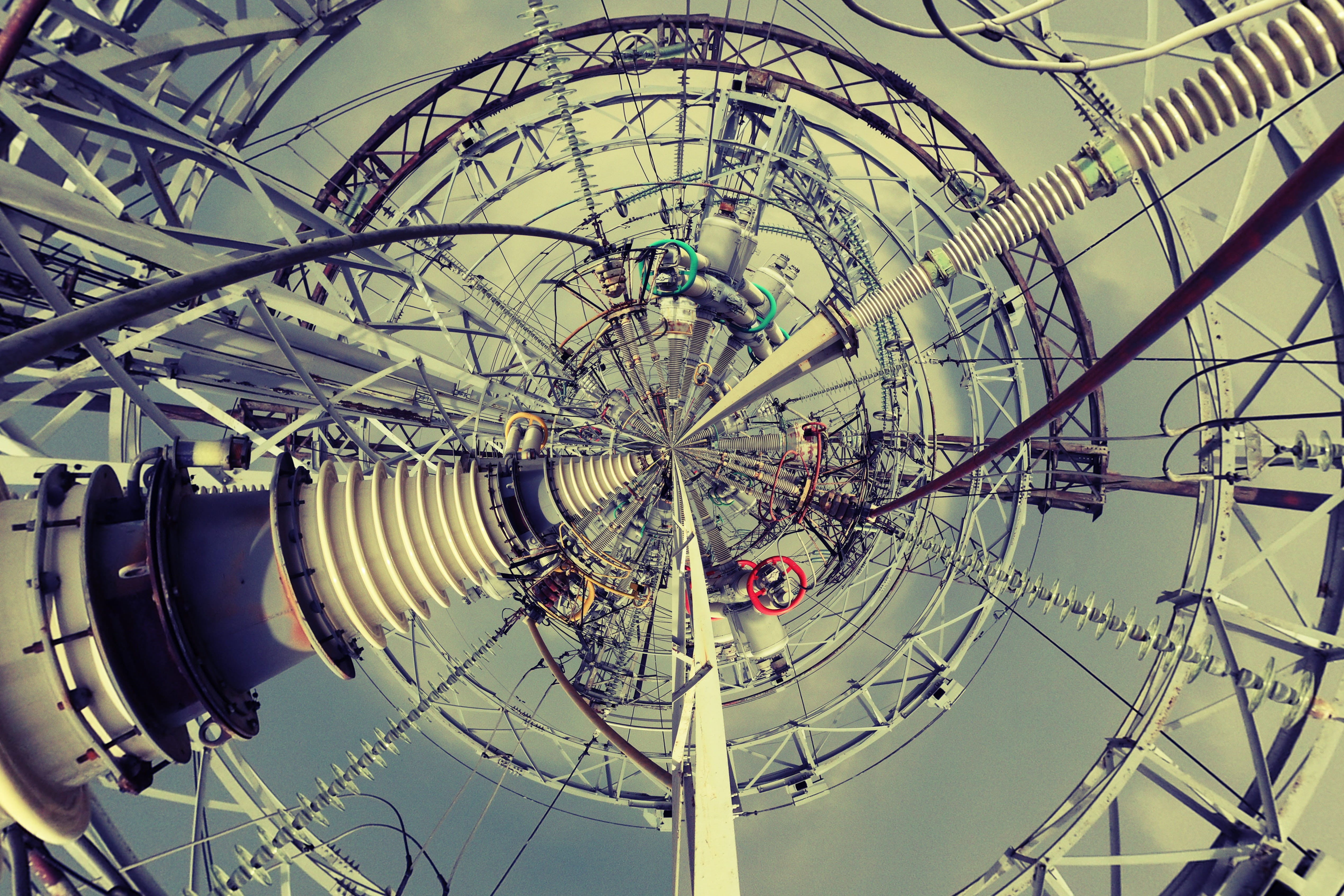 amusement park ride, fuel and power generation, electrical equipment, energy, complexity, cable, connection, nature, current, low angle view, industry, HD Wallpaper