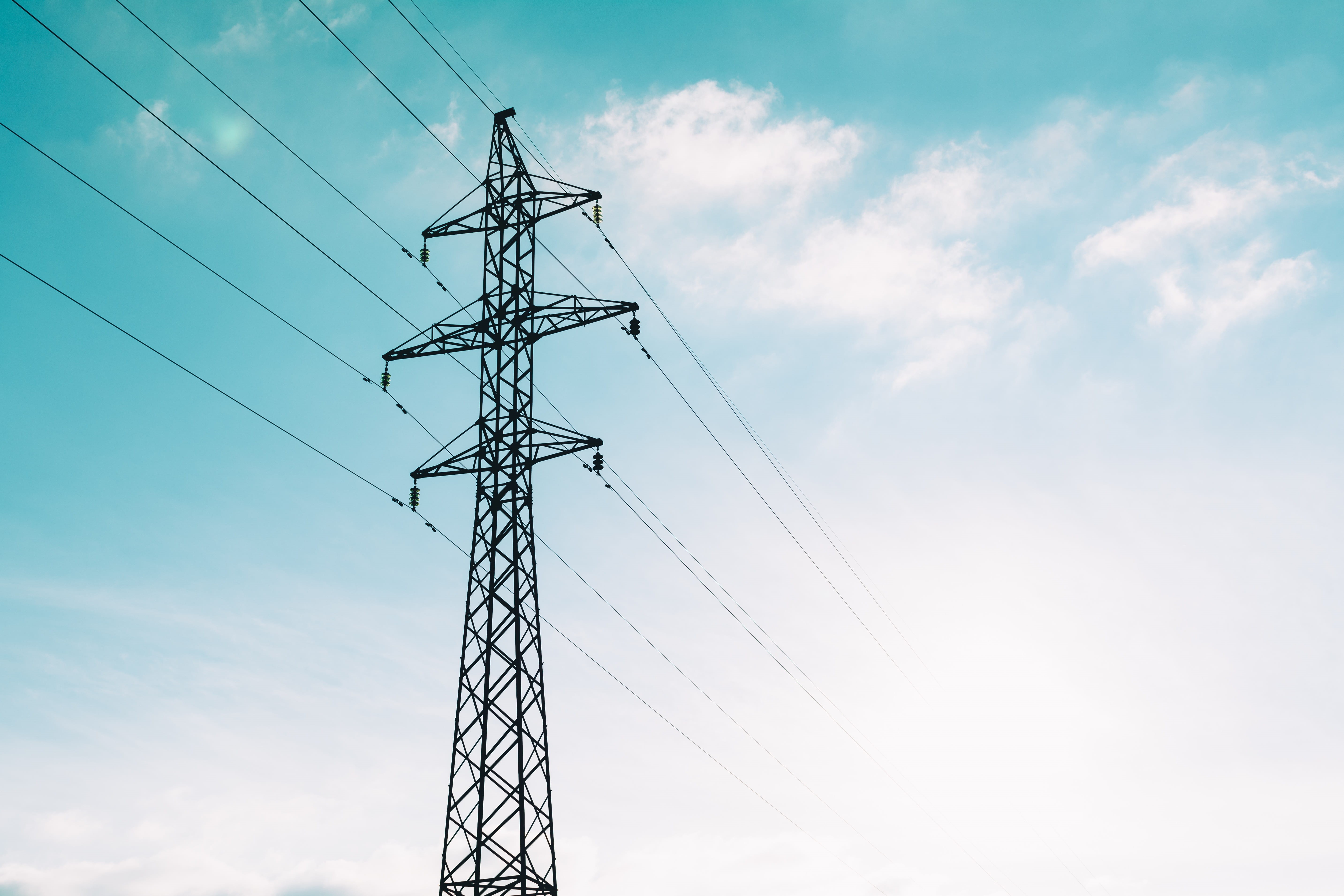 metal, low angle view, steel, electrical, alloy, built structure, environment, 5K, distribution, utility pole, architecture, line, electricity, cable, HD Wallpaper
