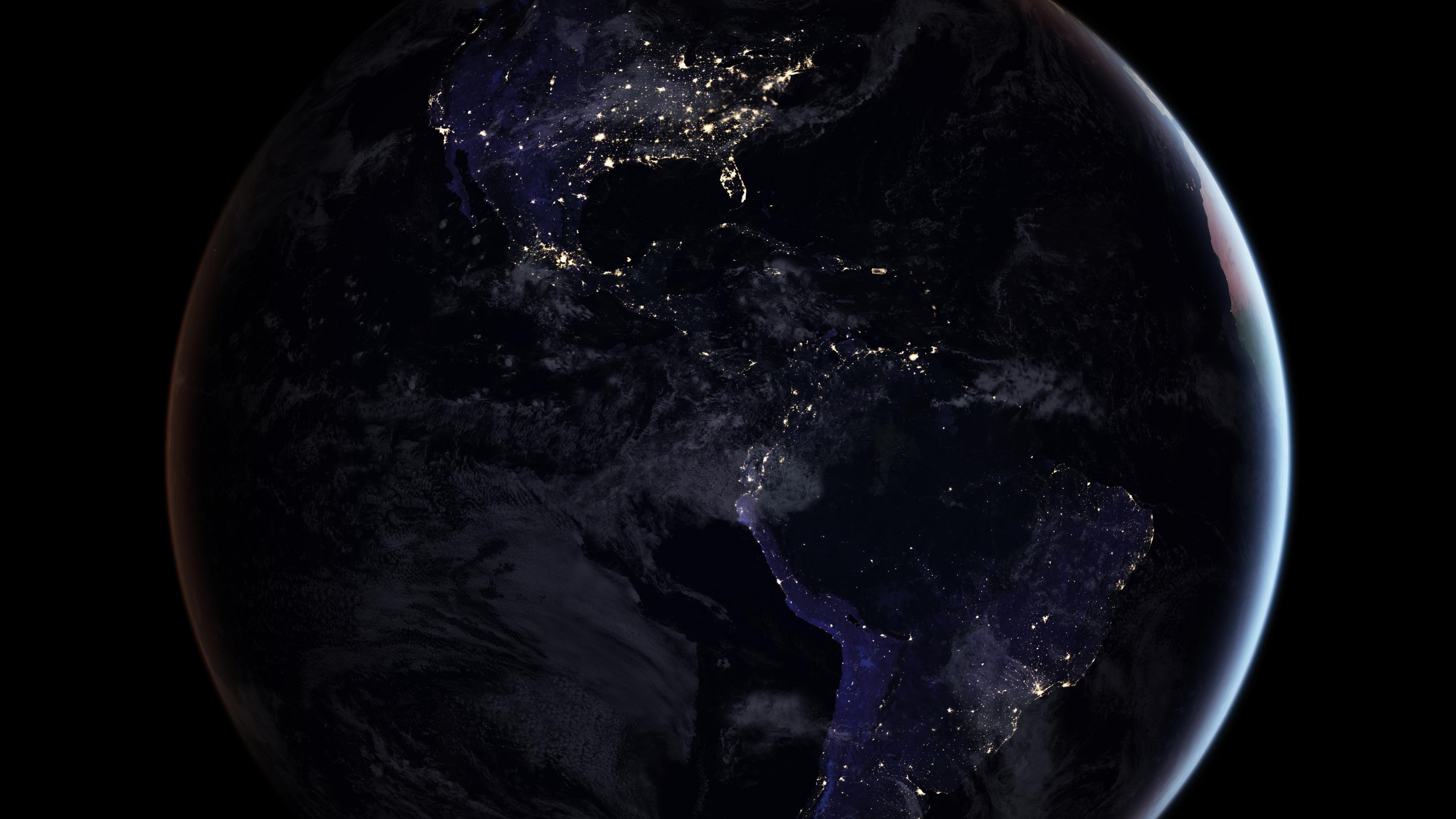 black marble, world, united states, 4K, caribbean, night lights, city lights, space photography, nasa, human settlement, south america, earth, america, HD Wallpaper