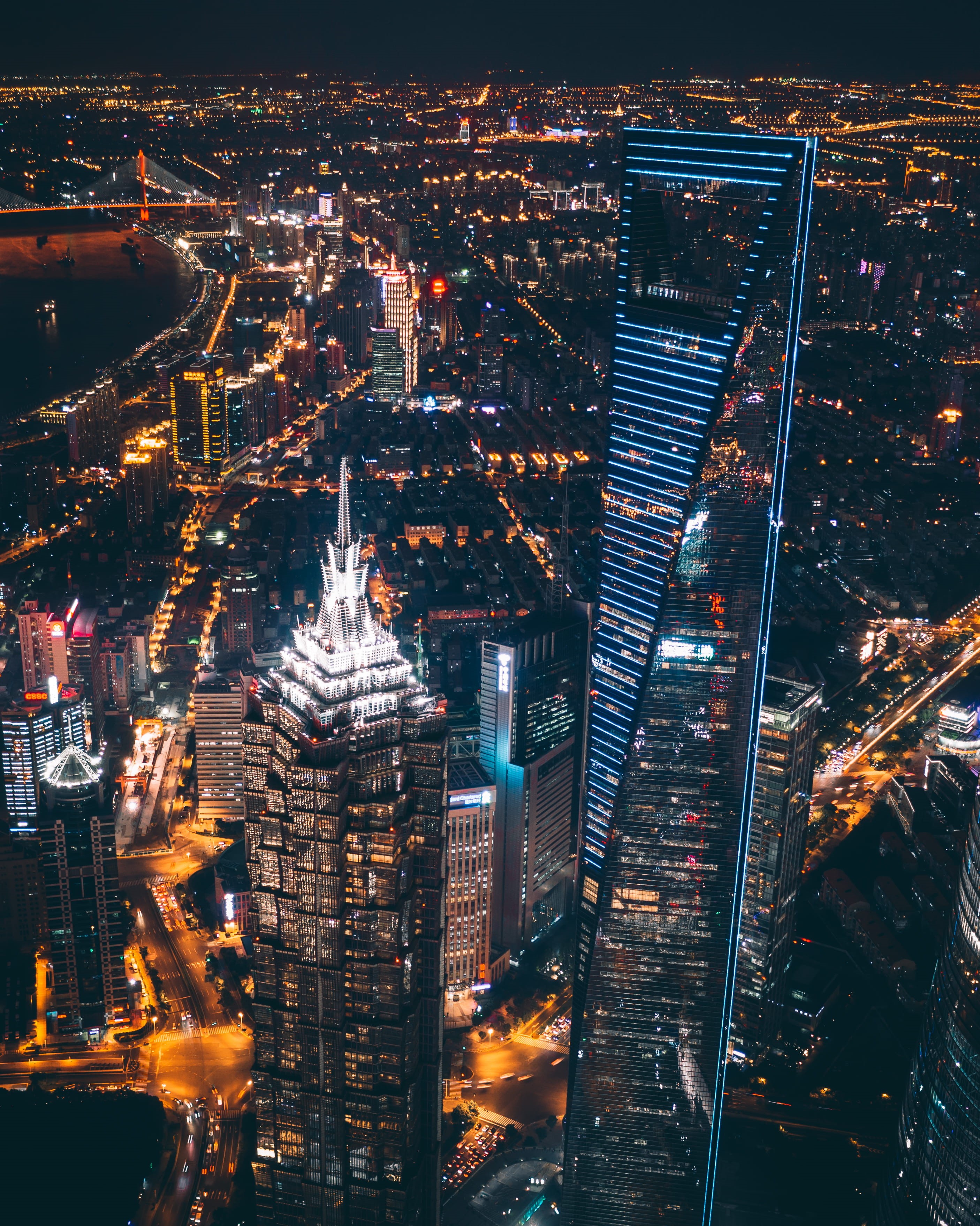architecture, high, city, night, city light, 2K, crowd, spire, city life, office, tall, hight, tall - high, wellpaper, buildings, high angle view, skyscraper, Phone HD Wallpaper