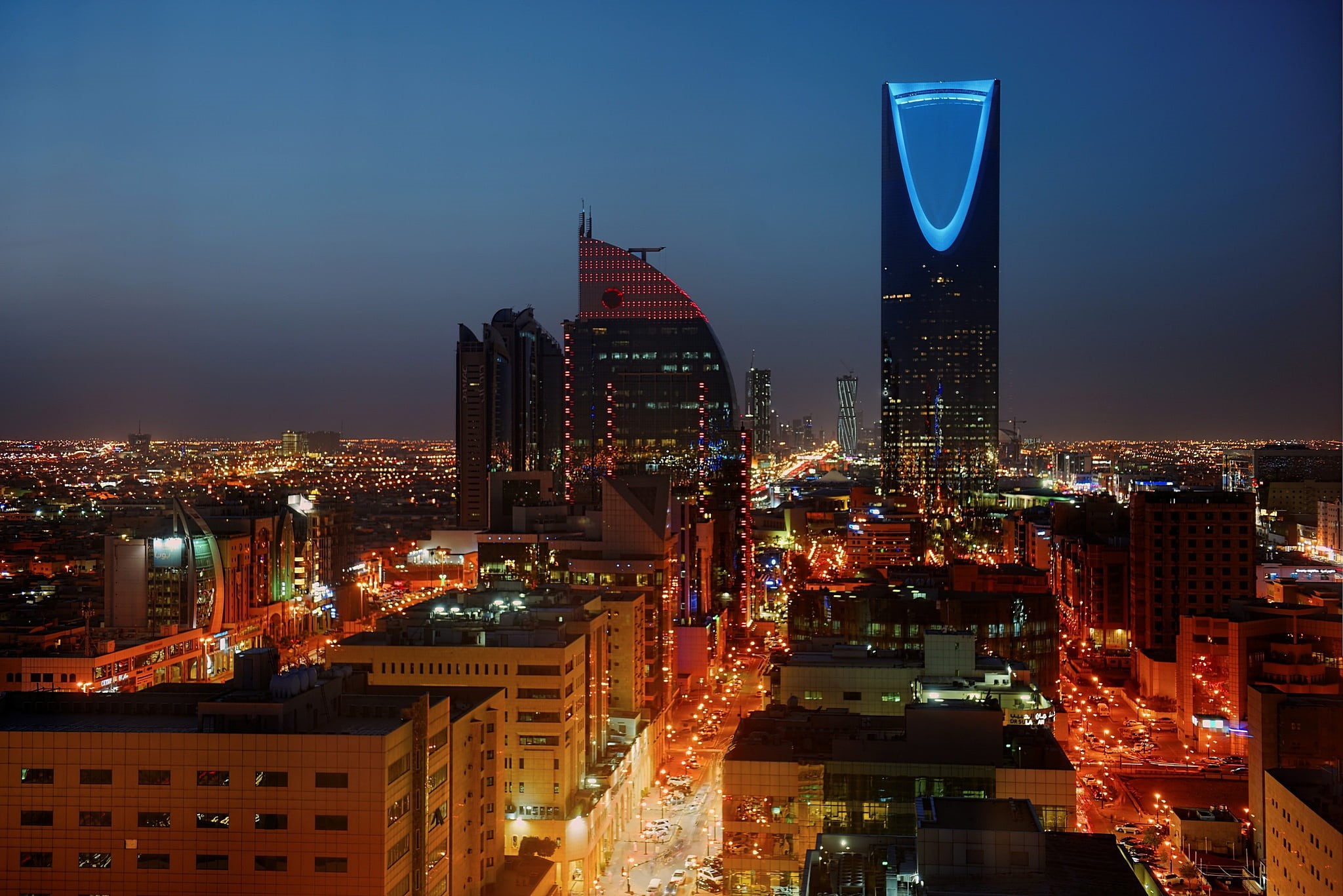night, lights, Riyadh, Saudi Arabia, 1080P, HD Wallpaper