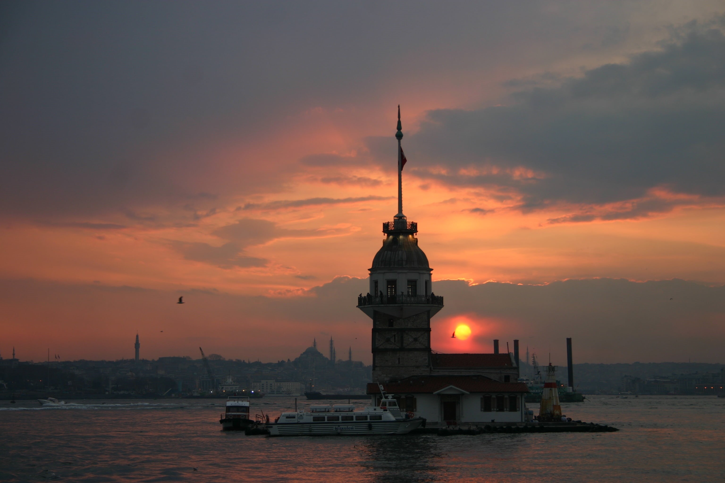 building, spire, landscape, lighthouse, place of worship, nautical vessel, sky, architecture, cloud - sky, nature, travel destinations, outdoors, sea, built structure, HD Wallpaper
