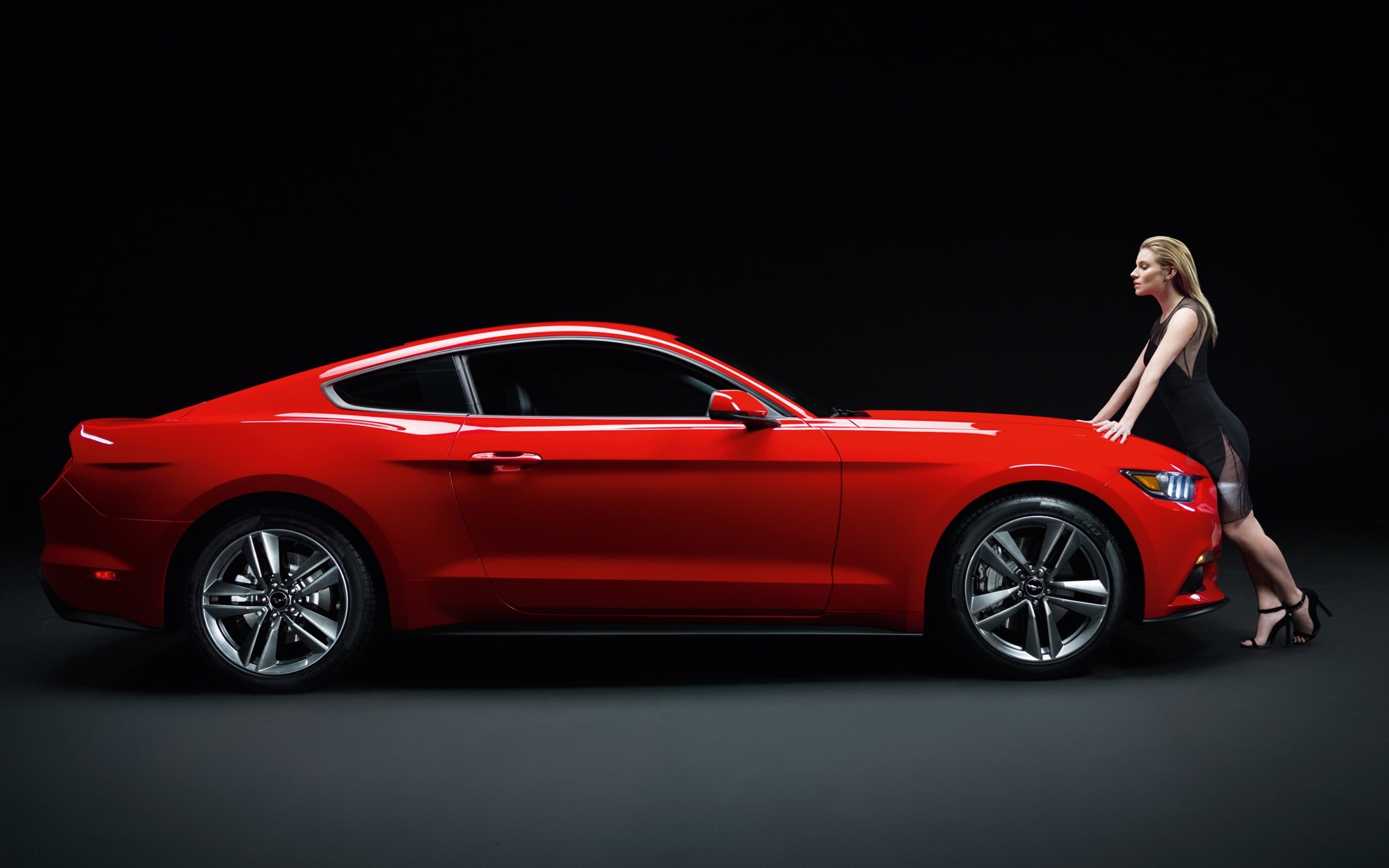 Ford, Red, Mustang, Muscle, 2K, Girl, Car, gt, HD Wallpaper