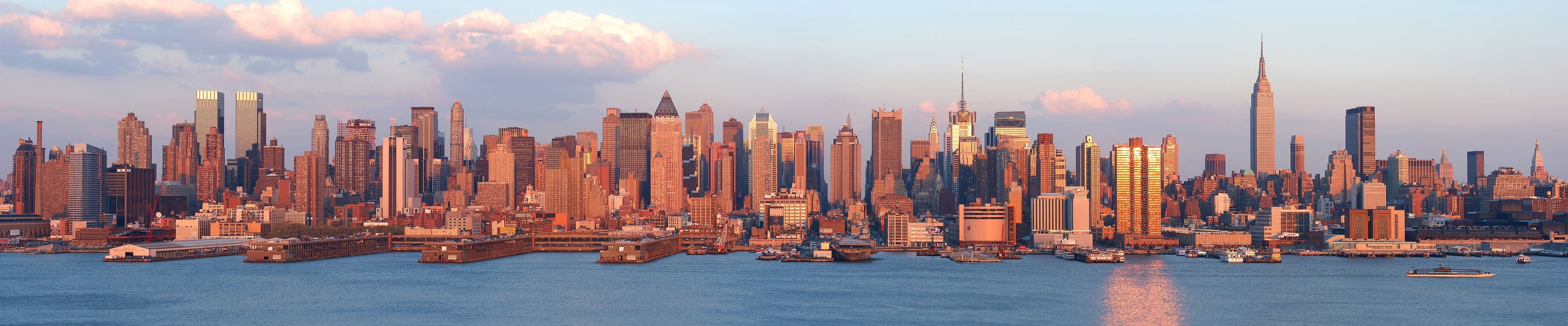 building, built structure, outdoors, urban skyline, water, panoramic, clouds, skyscraper, transportation, no people, metropolis, sky, New York City, stratus, HD Wallpaper