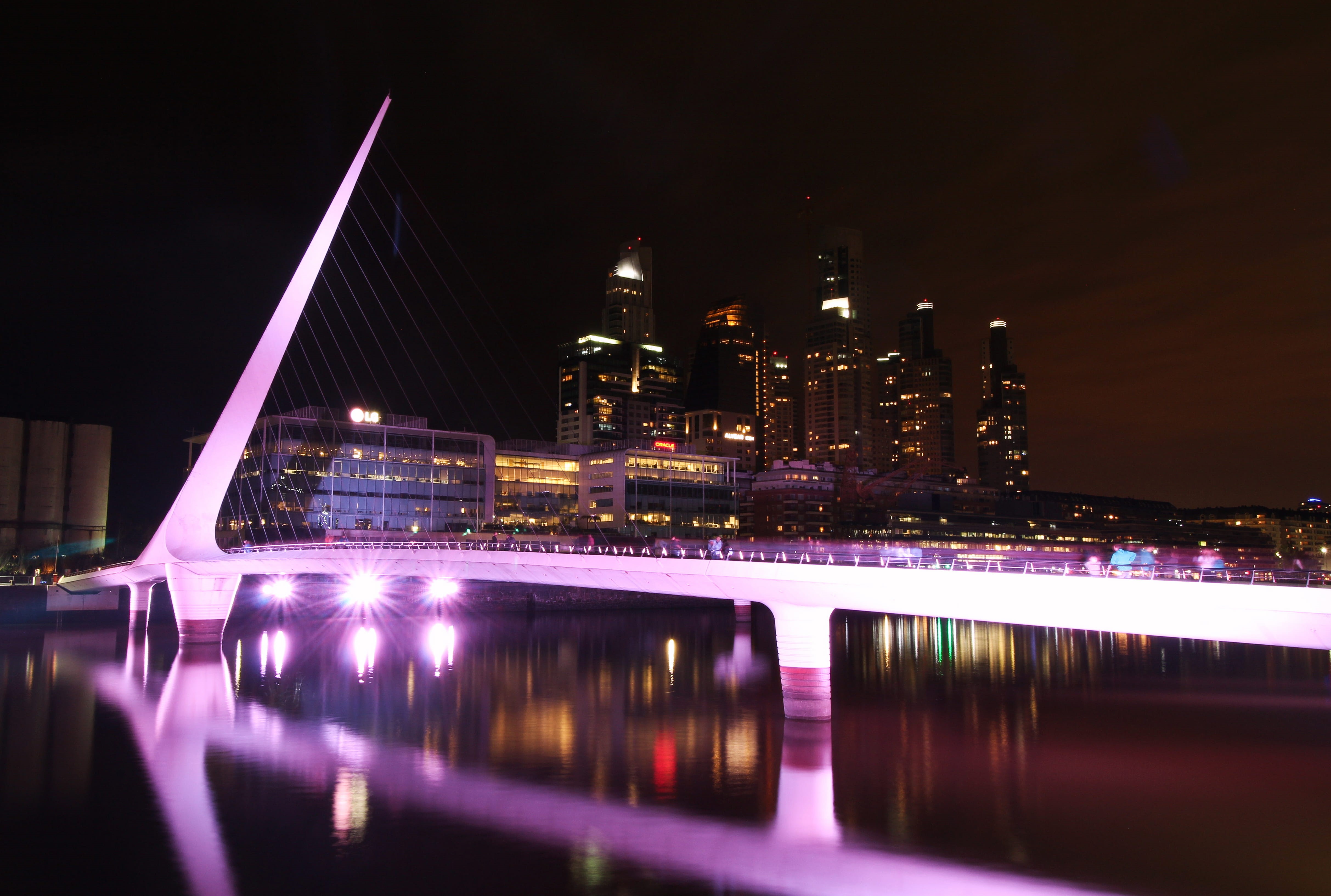 nature, built structure, water, modern, street, reflection, 4K, dark, puerto madero, skyscraper, office building exterior, purple, travel destinations, HD Wallpaper