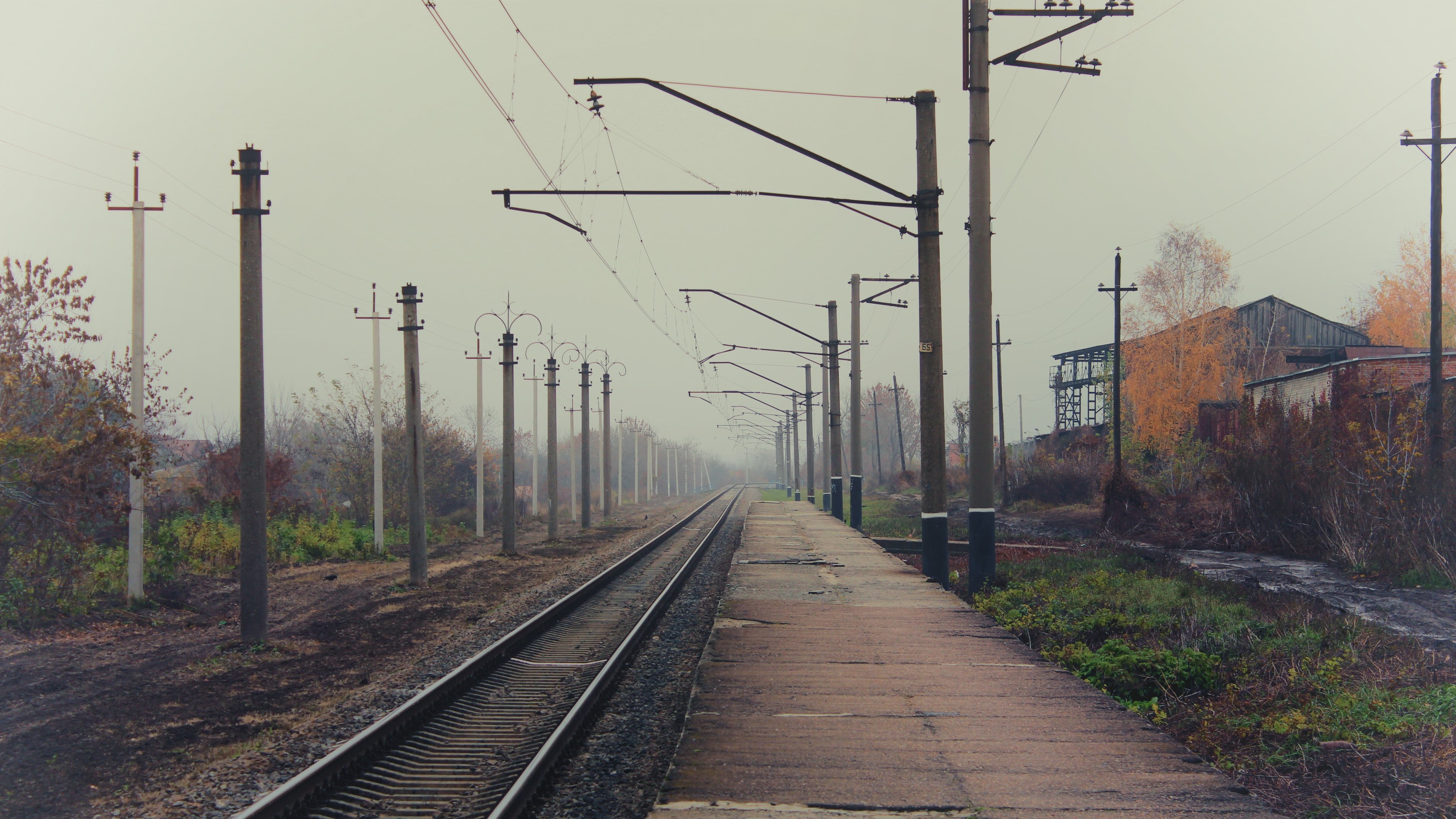 parallel, 4K, Russia, architecture, direction, railroad Track, station, street, track, old, rail, electricity, metal, rail transportation, mode of transportation, HD Wallpaper