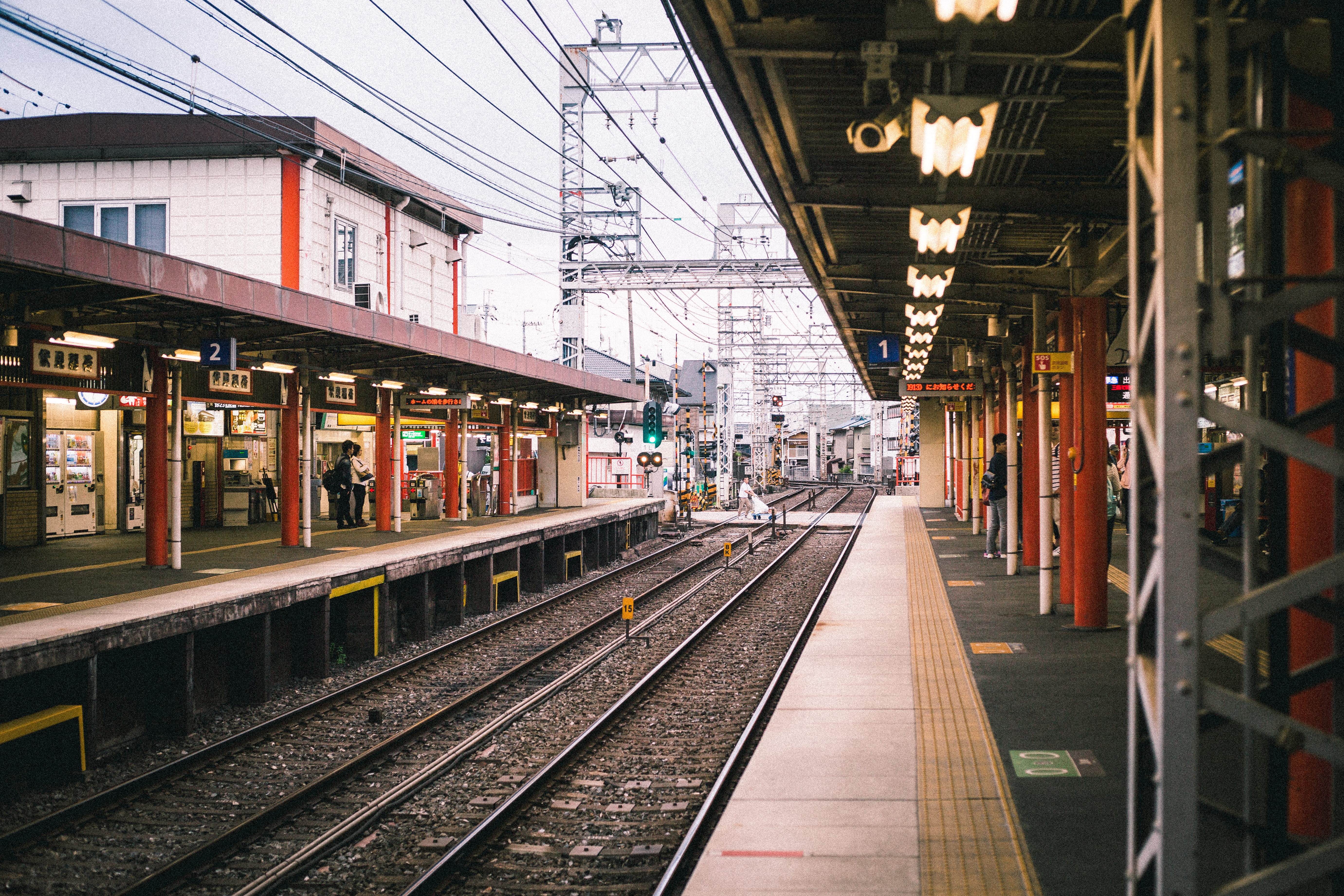city, outdoors, architecture, japan, the way forward, built structure, rail transportation, transportation, direction, track, railroad track, railroad station platform, HD Wallpaper