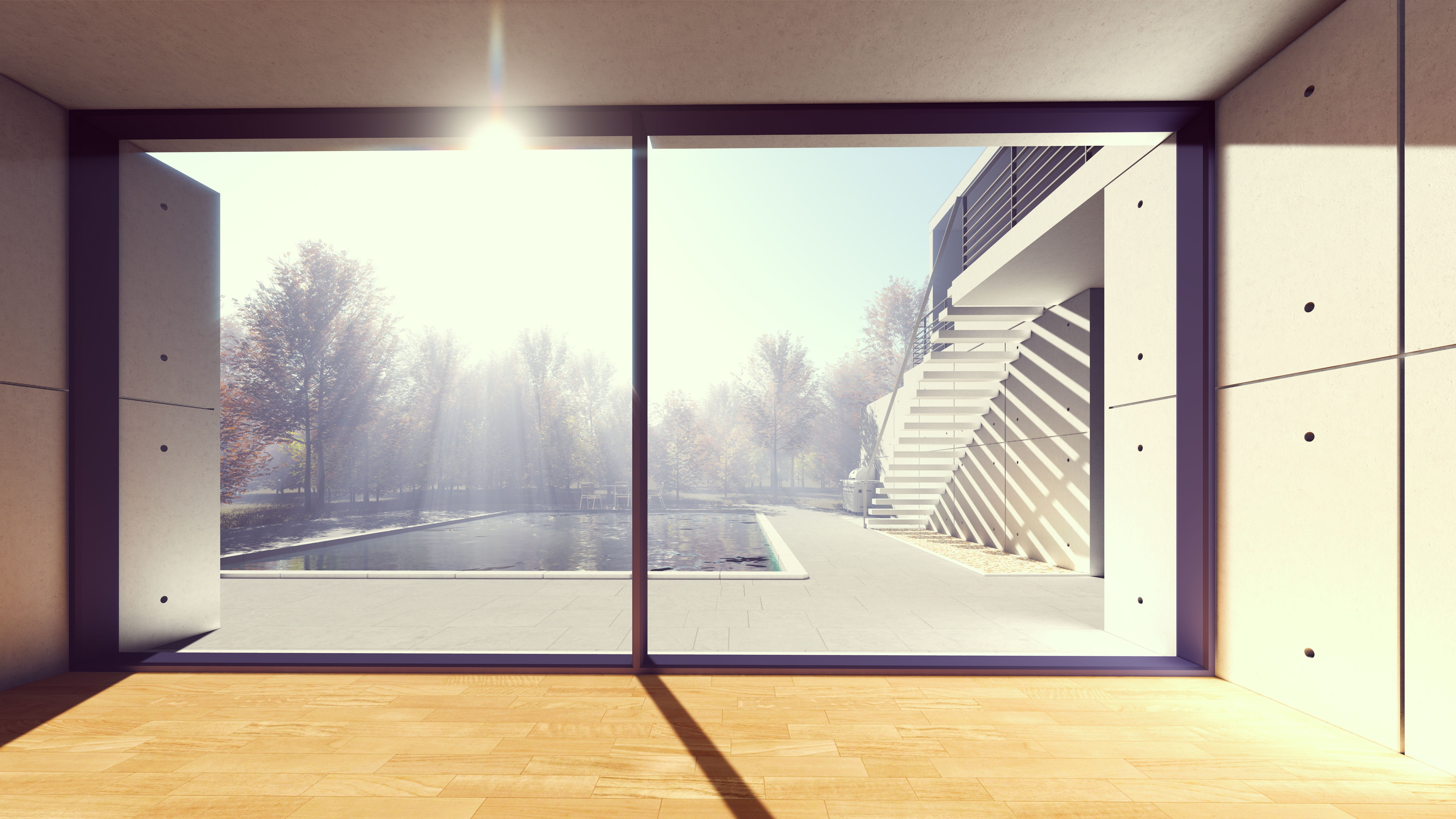 glass - material, fair weather, nature, black, outdoors, office, plant, absence, window, built structure, hall, no people, light, 3d, clear, building, luxury, HD Wallpaper