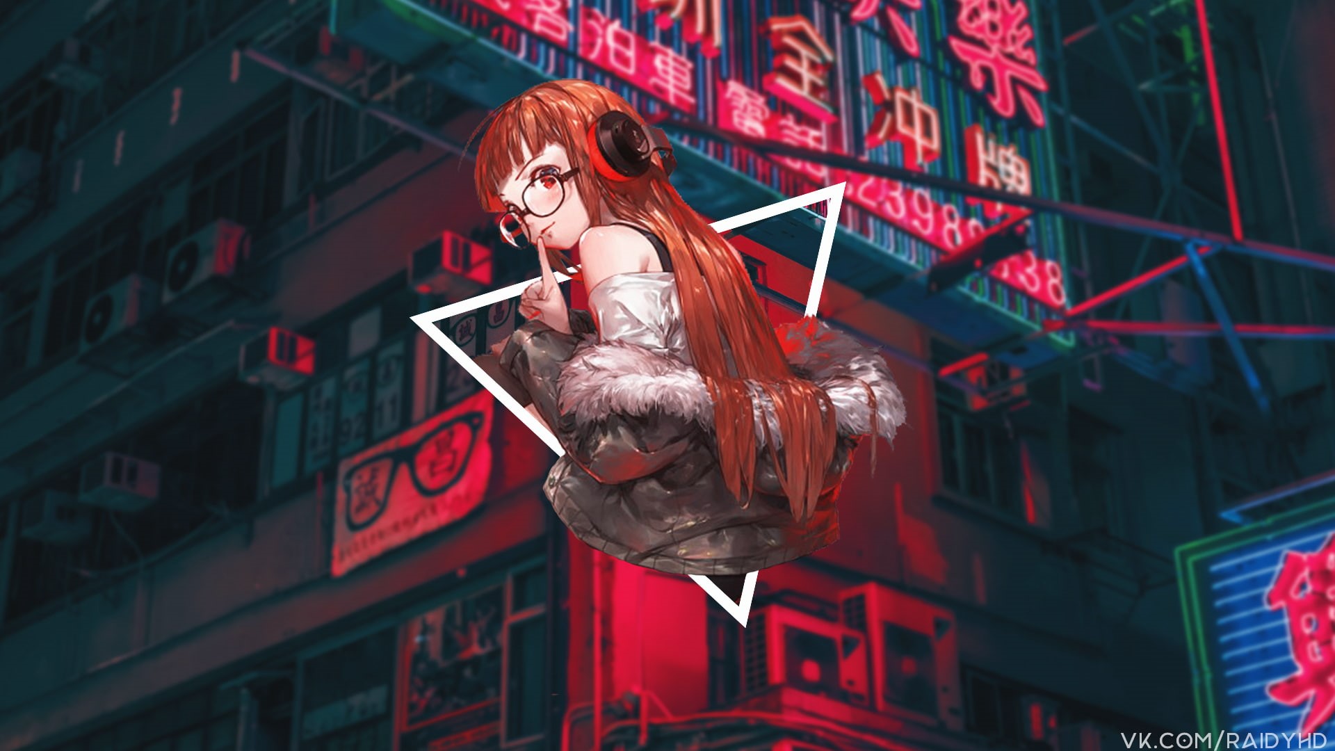 anime girls, Persona 5, 1080P, picture-in-picture, neon, Persona series, anime, HD Wallpaper