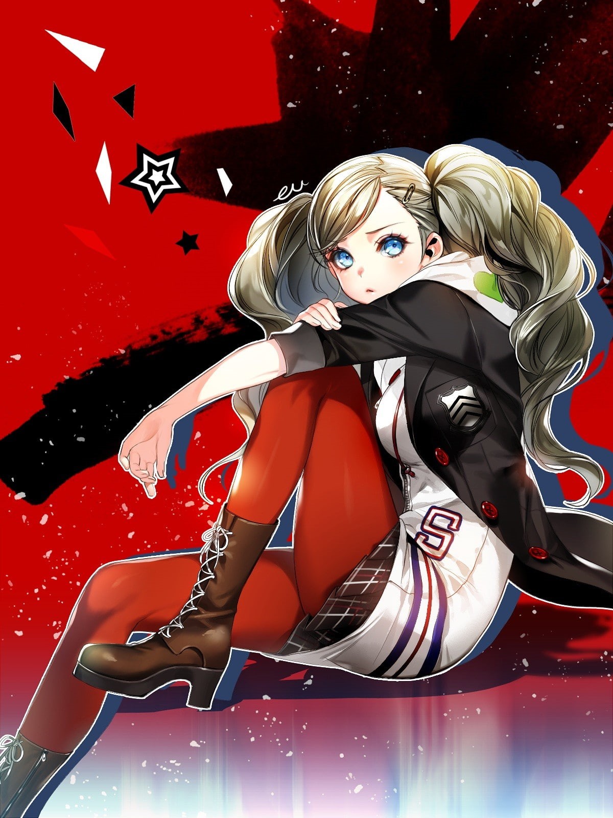 people, Persona 5, long hair, hair, red, Ann Takamaki, young adult, 720P, anime, portrait, blond hair, beautiful people, females, adult, women, fashion, Phone HD Wallpaper