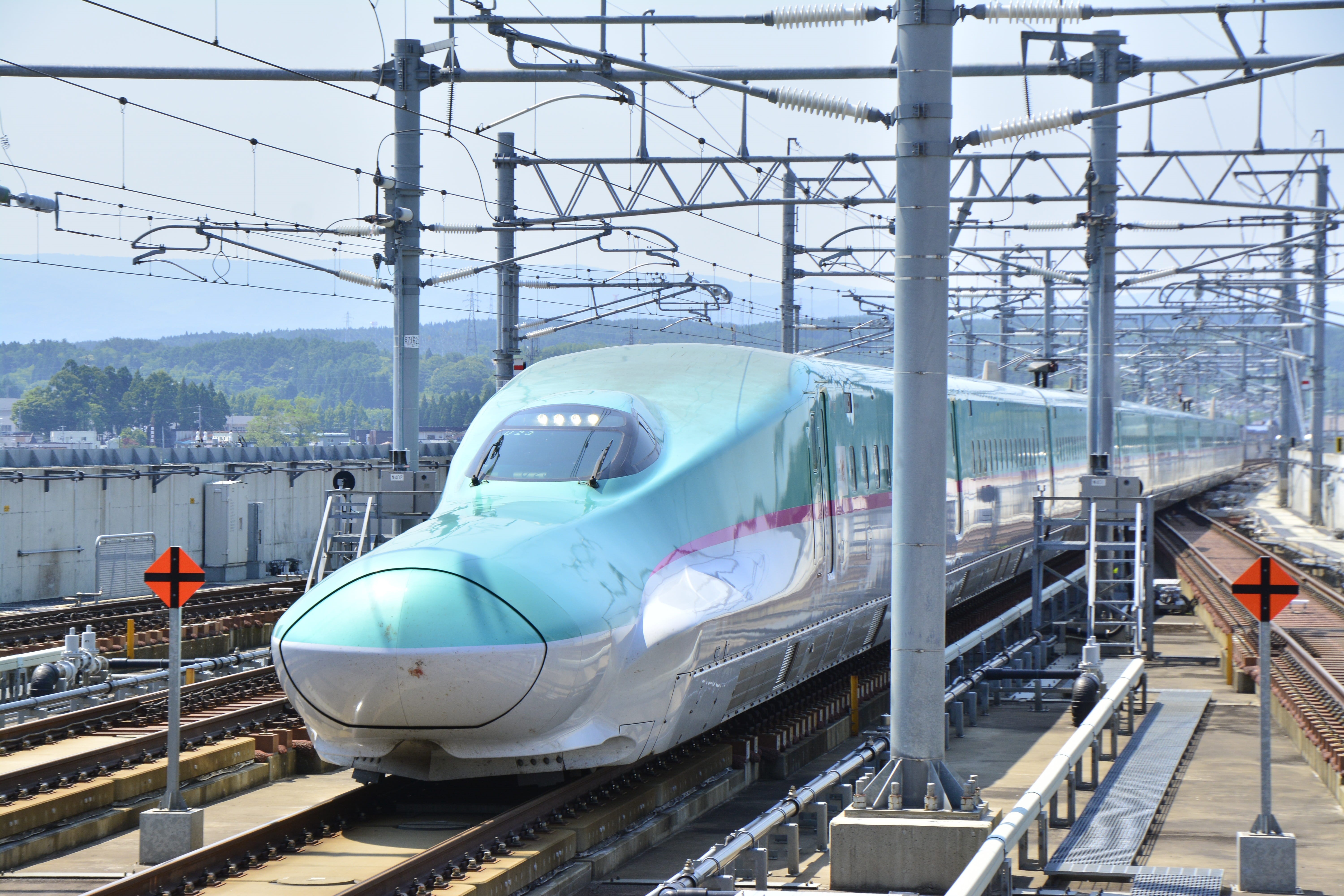 railway, bullet, architecture, modern, electricity, public transportation, landmark, trains, station, tourist, land vehicle, asia, nature, airplane, city, HD Wallpaper