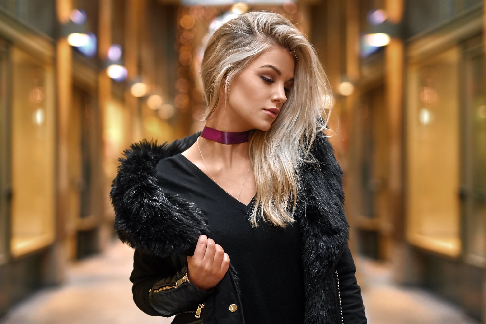 young adult, v, women, jacket, one person, Alex Fetter, looking, leather, s, parka, fashion, neck, coat, hairstyle, 1080P, young women, adult, portrait, HD Wallpaper