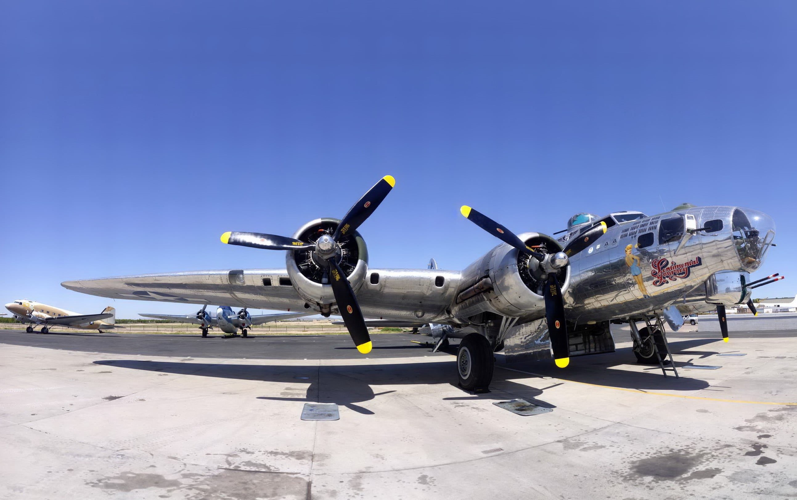 nature, military, 2K, airplane, Boeing B-17 Flying Fortress, plane, mode of transportation, sky, fighter plane, army, stainless, aircraft, no people, copy space, HD Wallpaper
