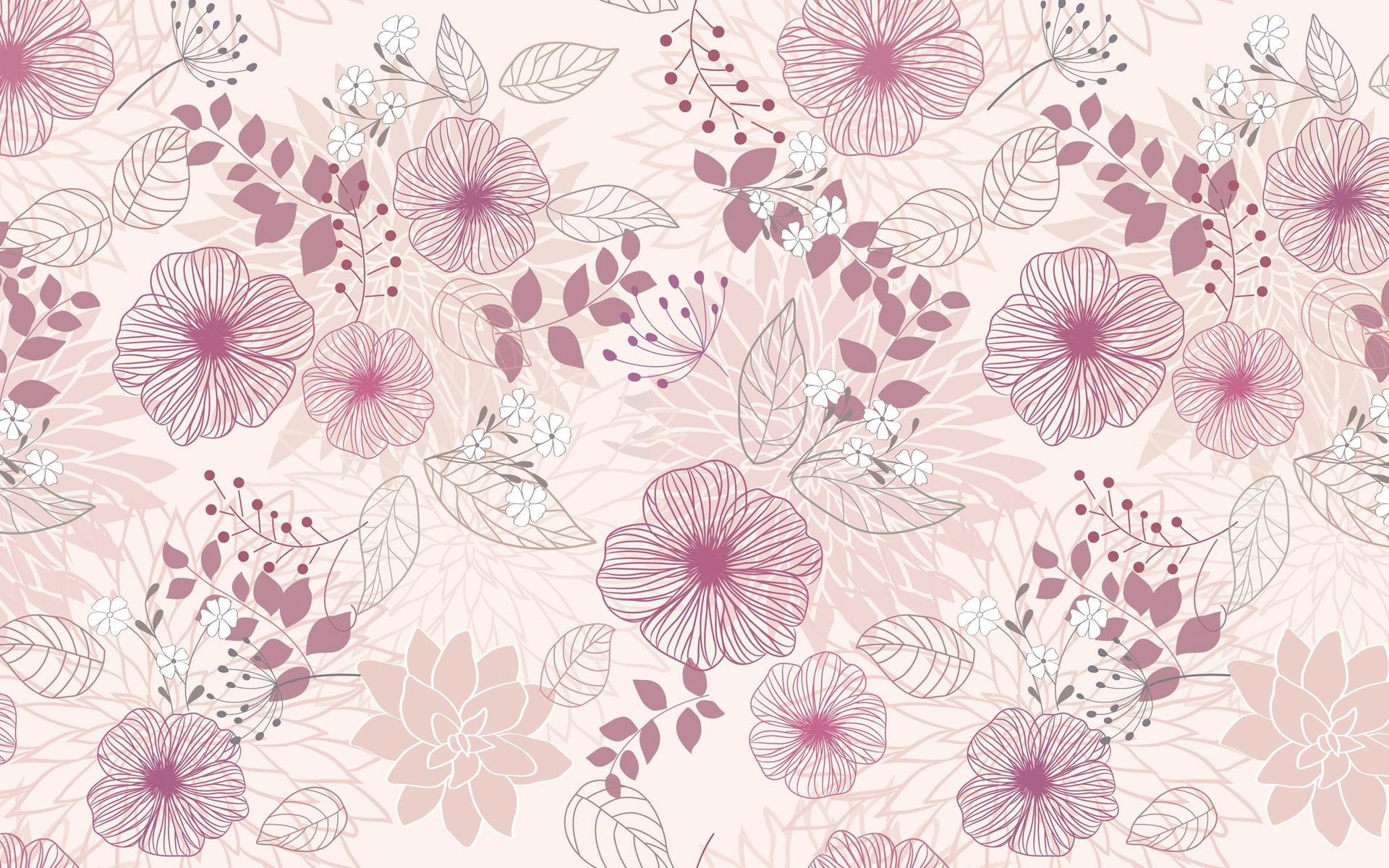 flowers, brown, beige, leaf, 1080P, abstract, 1920x1200, textile, floral, leaves, pattern, HD Wallpaper