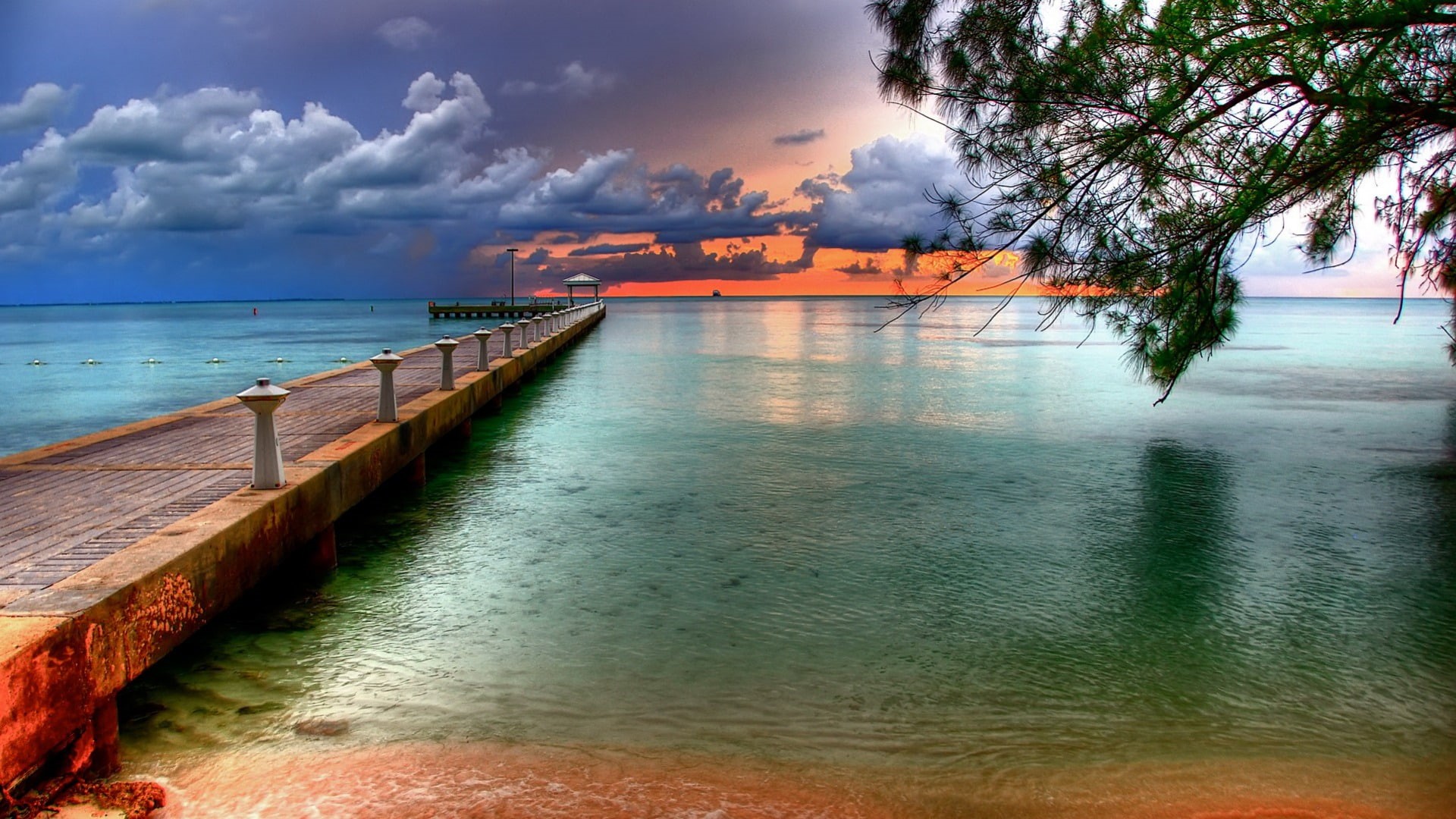 breakwater, beach, bay, coast, europe, lake, boat, horizon, bridge, clouds, support, tourism, nature, 1080P, obstruction, ocean, vacation, water, coastline, HD Wallpaper