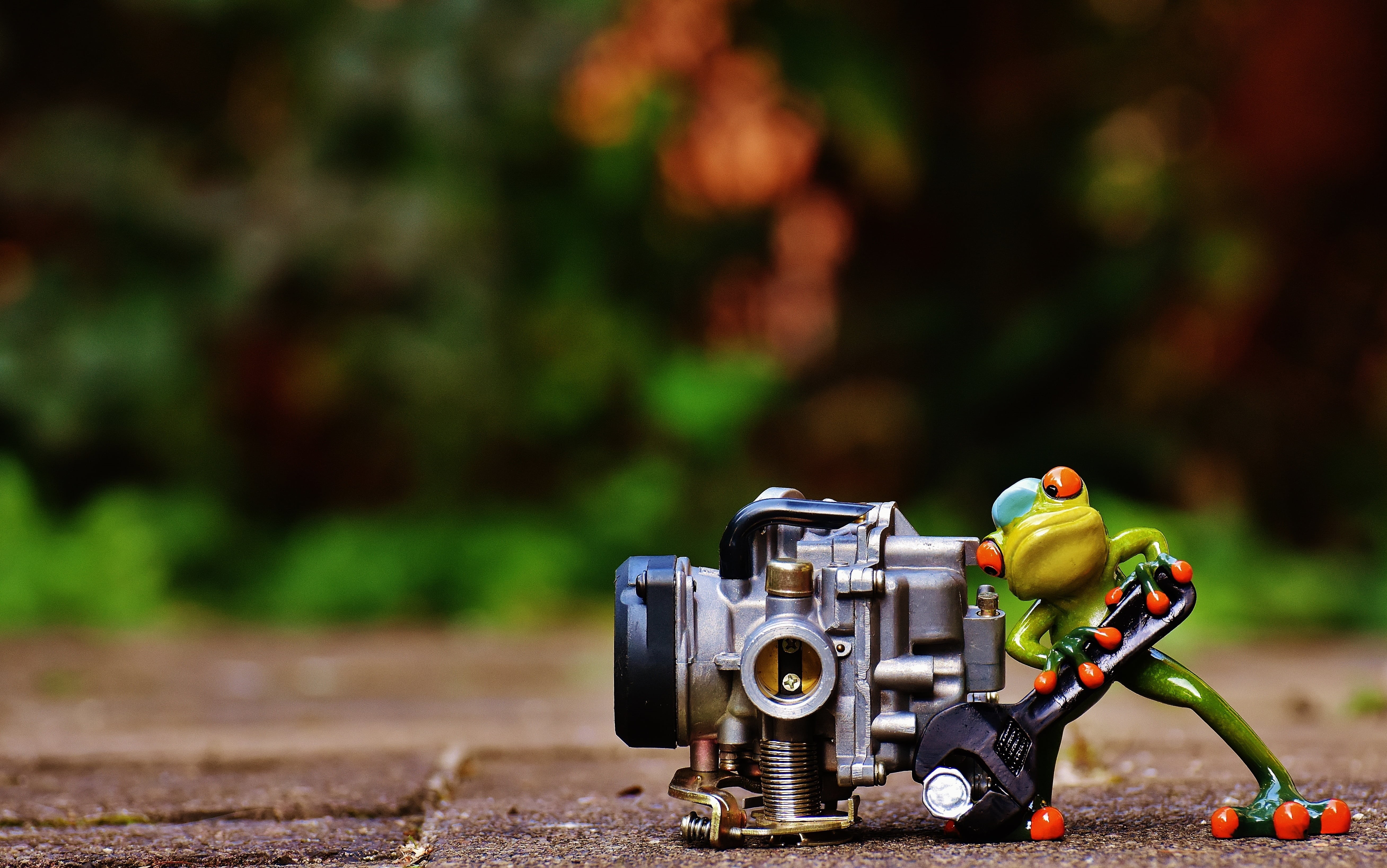 screwdrivers, frogs, cute, photographic equipment, repair, close-up, frog, wrench, lens - eye, figure, camera, day, filming, photographing, industry, mechanic, HD Wallpaper