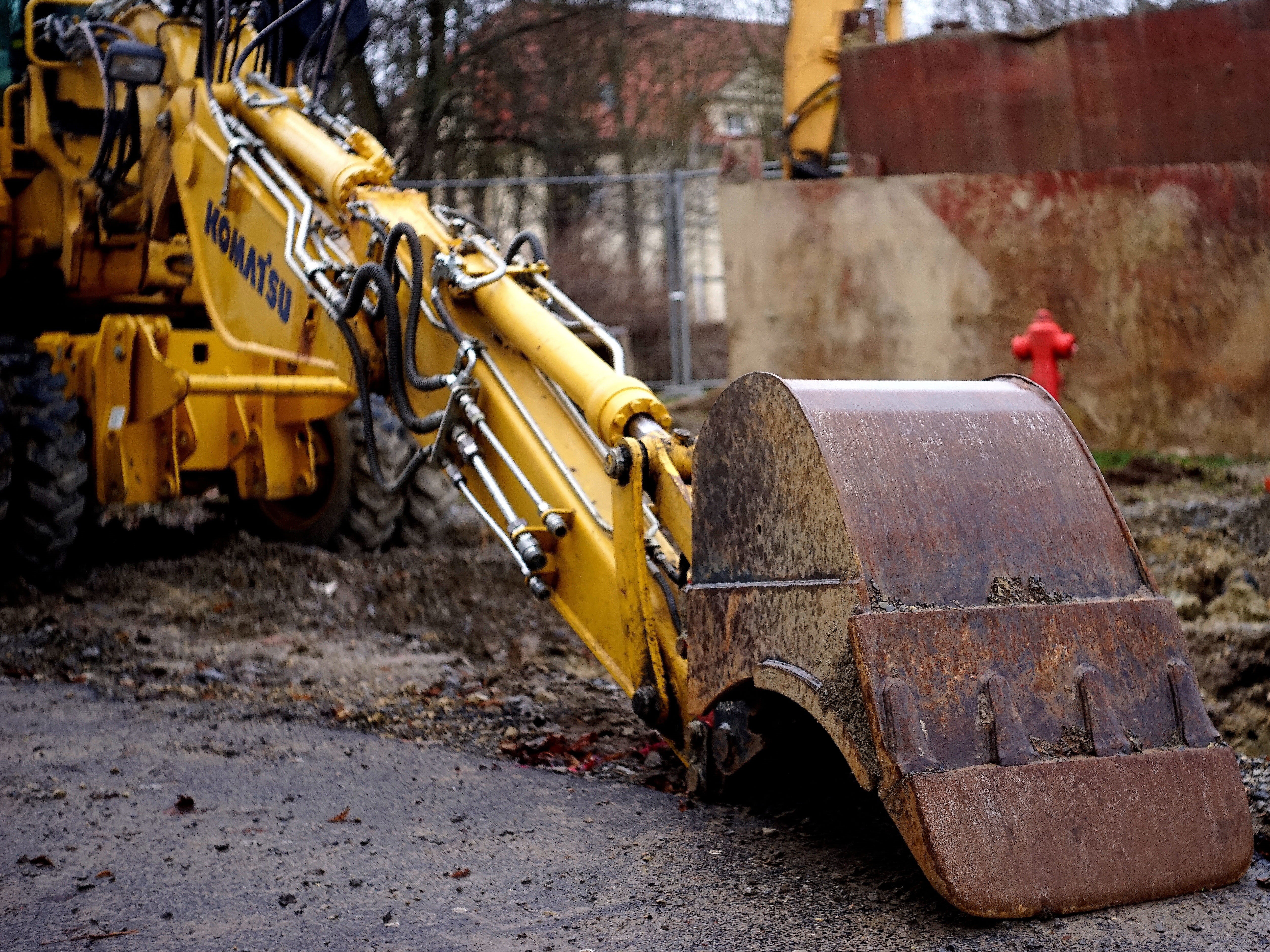 construction machinery, vehicle, transportation, construction equipment, equipment, site, machinery, city, focus on foreground, mode of transportation, HD Wallpaper