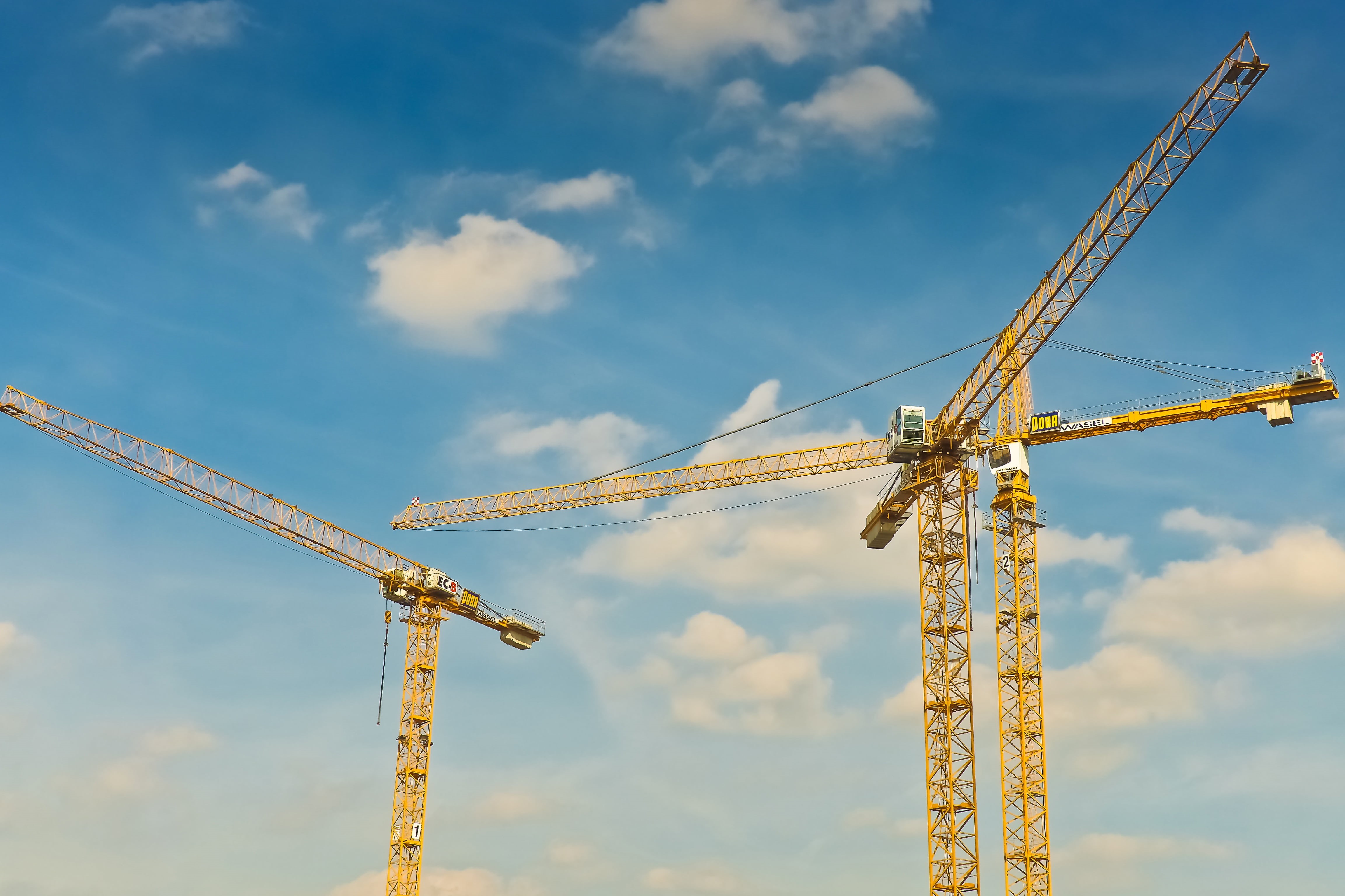 cloud - sky, site, crane, lift loads, machinery, photo, assembly, building, machine, construction machinery, construction machine, built structure, anfertigung, HD Wallpaper