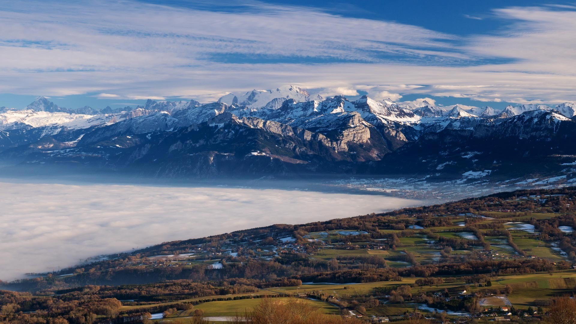 cold temperature, mountain peak, desktop, 1080P, scenics - nature, blanc, snowcapped mountain, day, beauty in nature, mountain range, cloud - sky, mont, HD Wallpaper