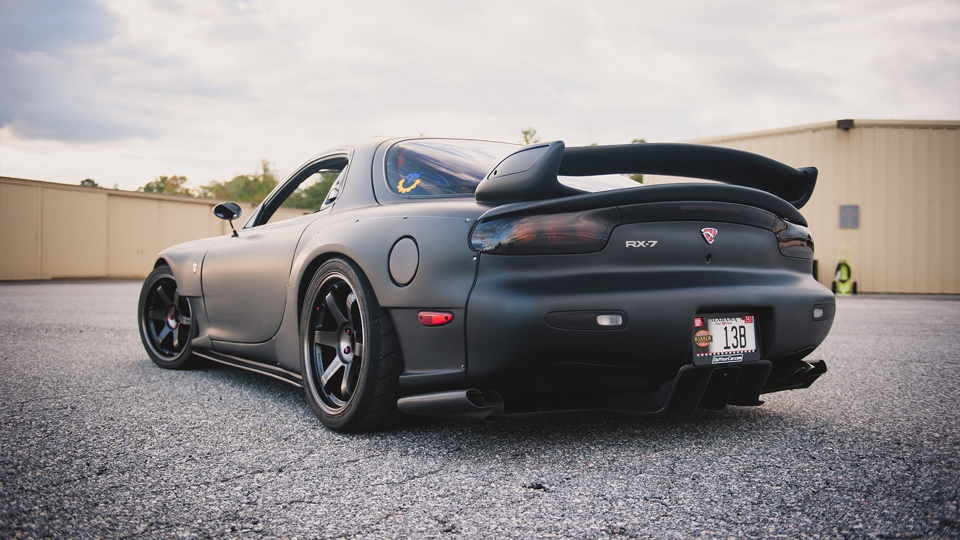 vehicle, Mazda RX-7, rear view, 1080P, black cars, car, HD Wallpaper