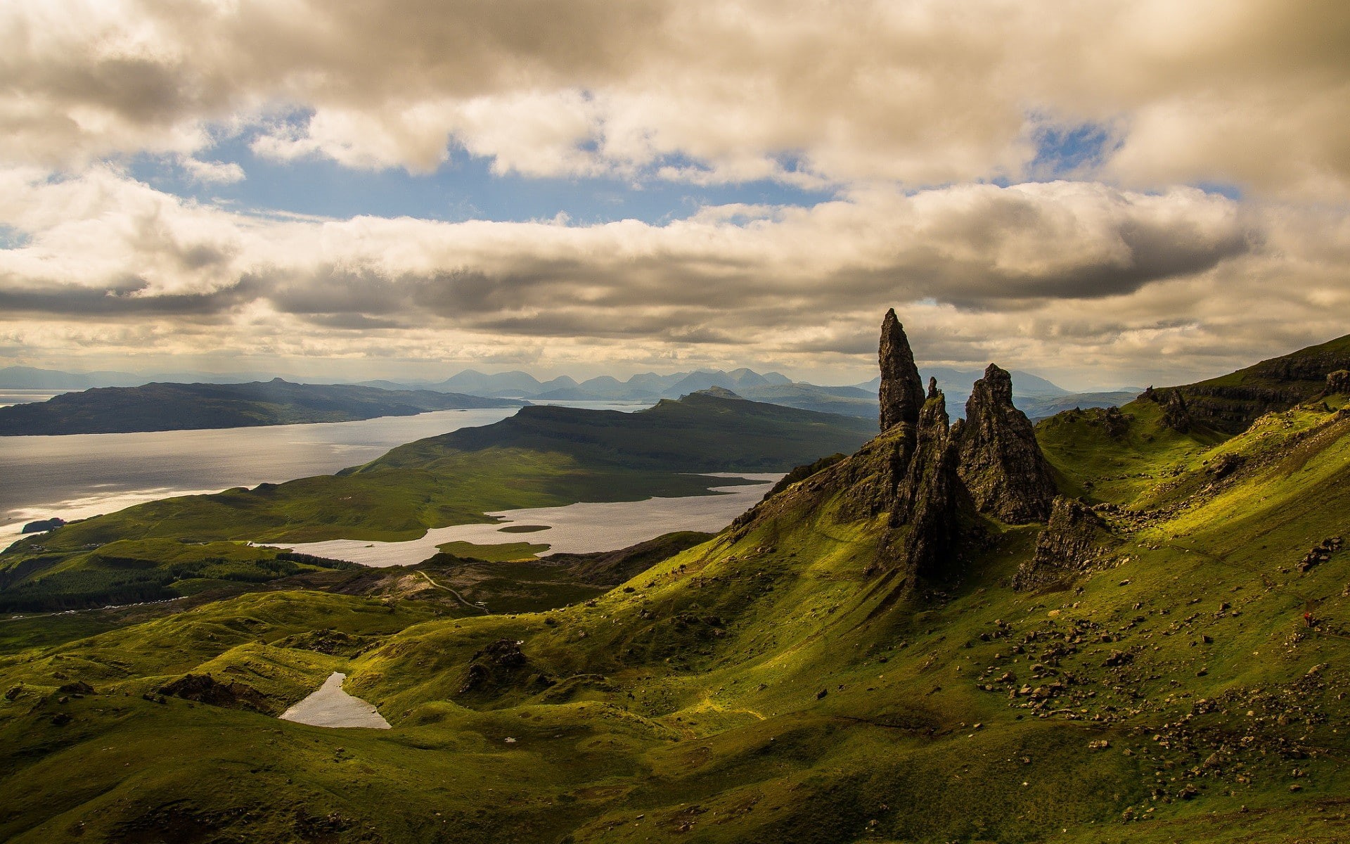 outdoors, remote, land, landscape, cloud - sky, sky, tranquil scene, Scotland, tranquility, 1080P, mountain, clouds, hills, scenics - nature, UK, idyllic, HD Wallpaper