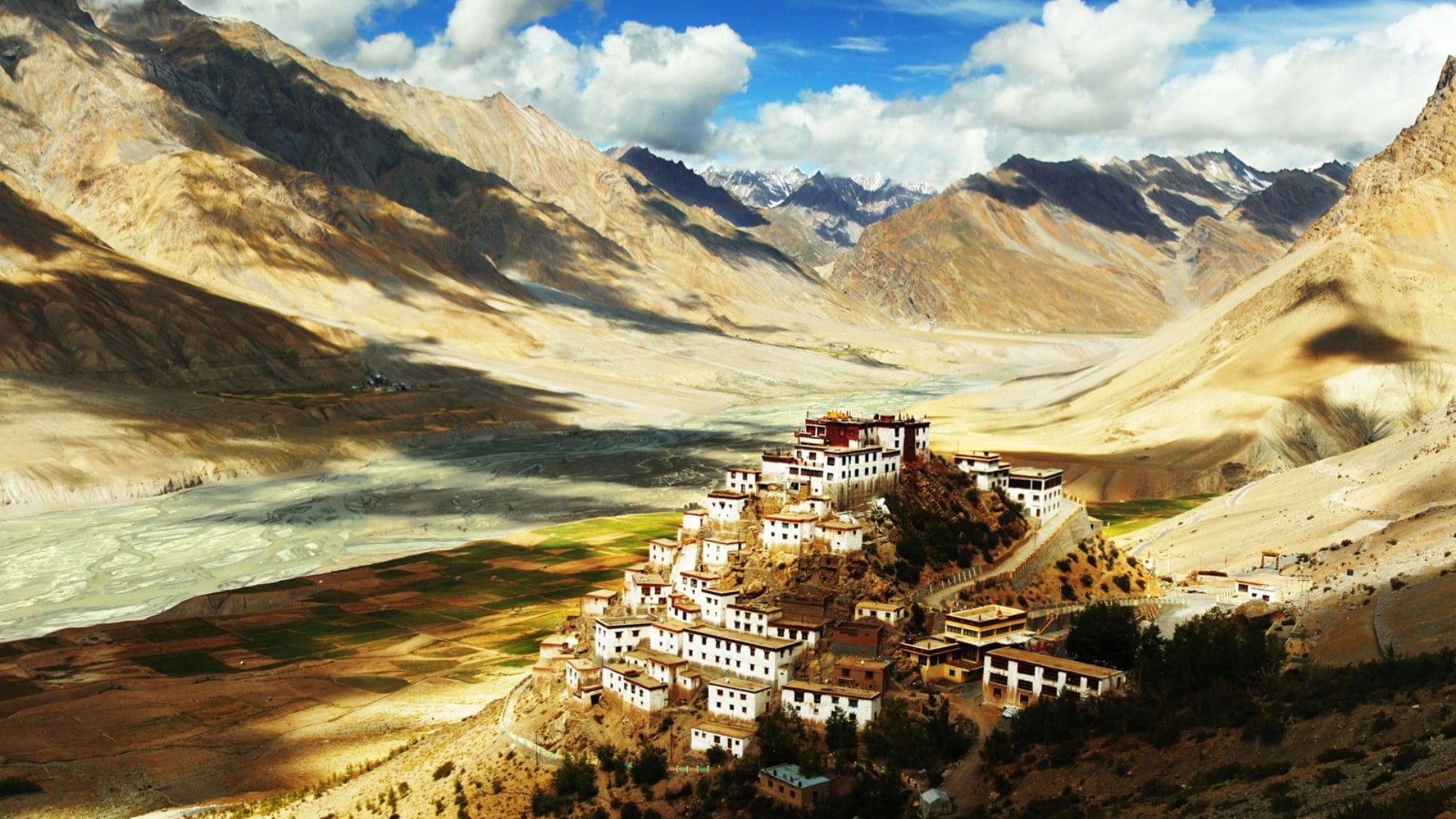 Tibet, formation, Himalayas, building exterior, built structure, non-urban scene, scenics - nature, landscape, day, nature, rock, sky, architecture, sunlight, HD Wallpaper