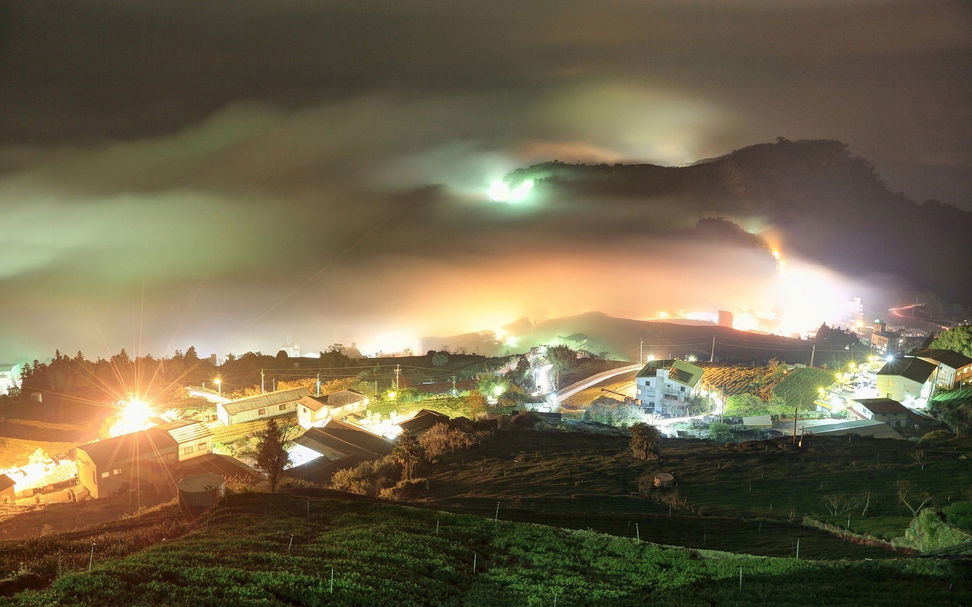 no people, rain, cloud - sky, land, illuminated, horizon, sky, tranquility, agriculture, architecture, Taiwan, nature, landscape, scenics - nature, storm, HD Wallpaper