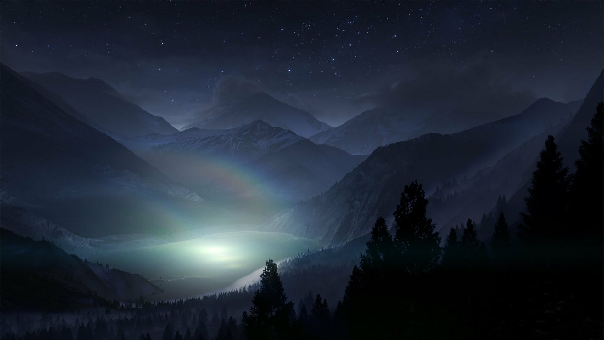 mountain, beauty in nature, star - space, tranquil scene, landscape, plant, national park, phenomenon, space, rocky mountains, astronomy, scenics - nature, HD Wallpaper