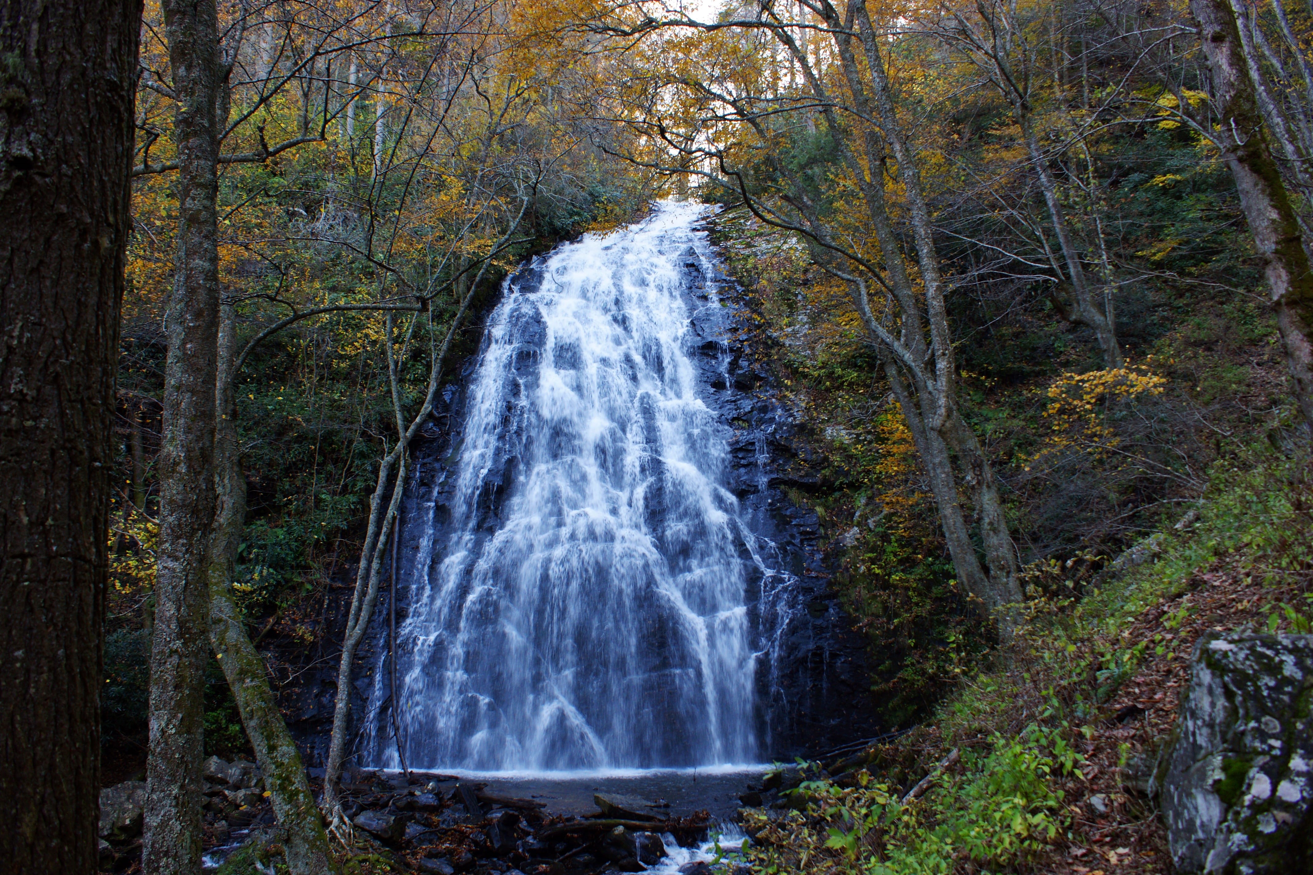 Blue Ridge Mountains, blurred motion, falls, beauty in nature, forest, ridge, north carolina, autumn, rainforest, rock, mountains, tree, outdoors, power in nature, HD Wallpaper