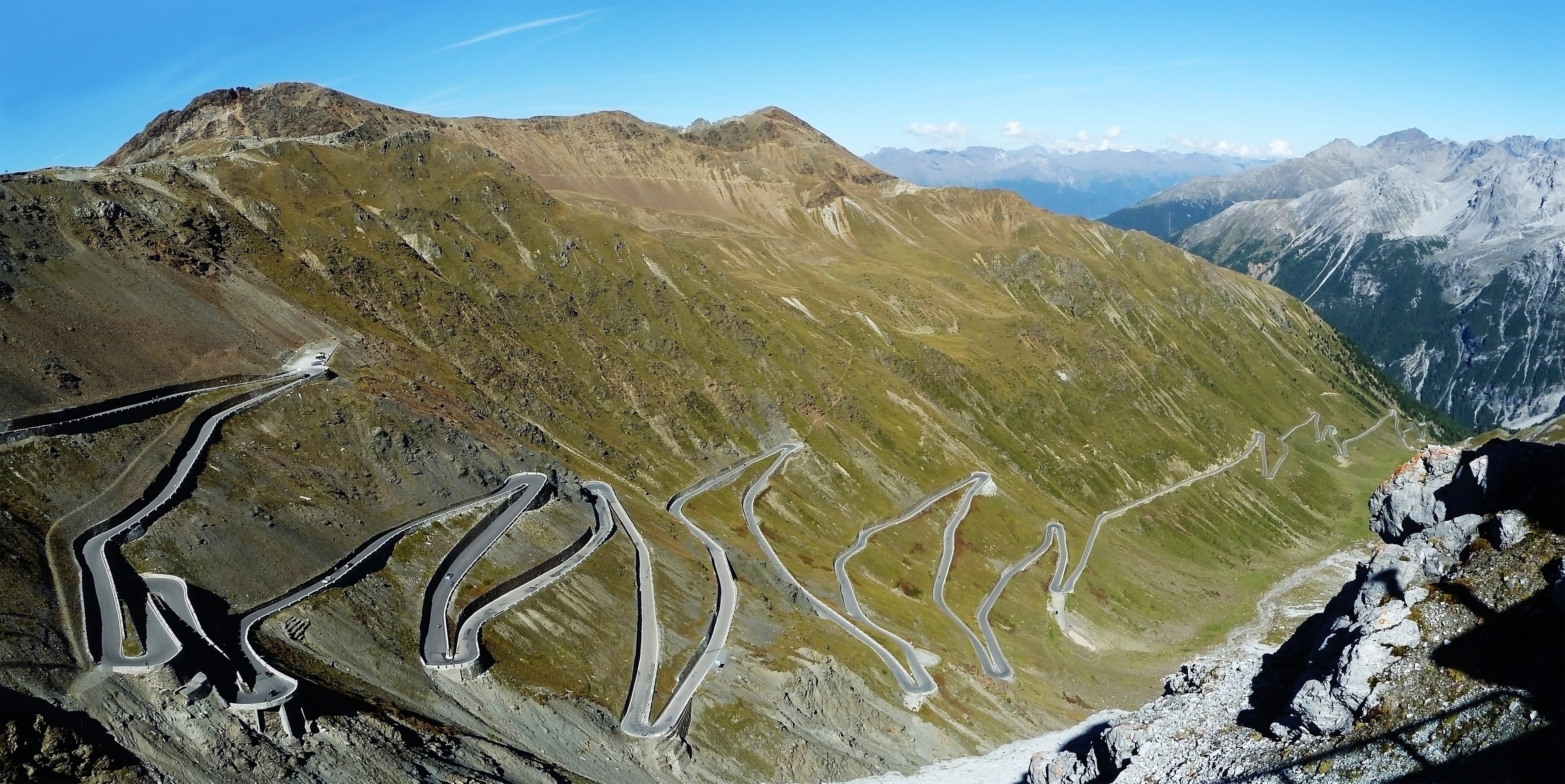 landscape, stelvio, aerial shot, no people, panorama, scenics - nature, non-urban scene, idyllic, mountain range, travel, summer, tranquility, snowcapped mountain, HD Wallpaper