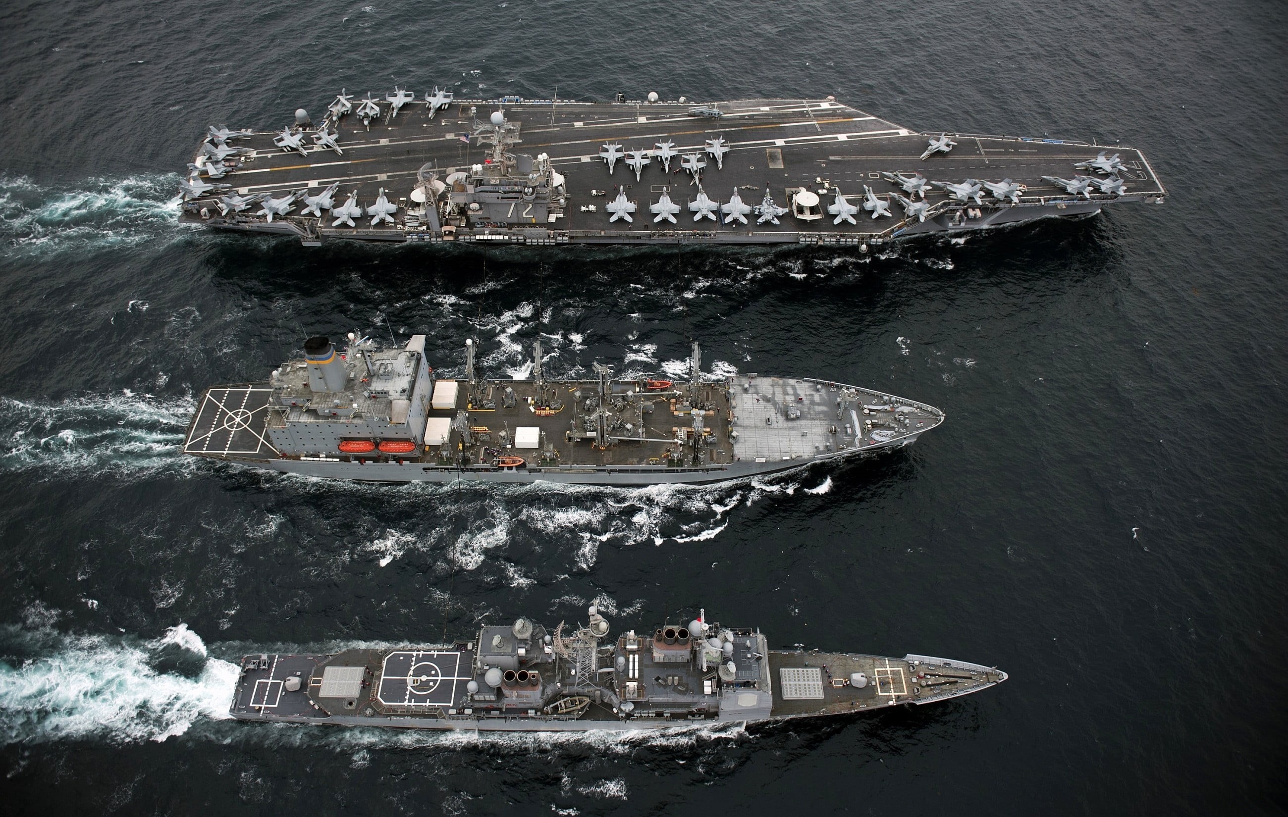 black, aerial view, bow, transportation, outdoors, warship, water, day, industry, 2K, high angle view, business, architecture, aircraft carrier, shipping, HD Wallpaper