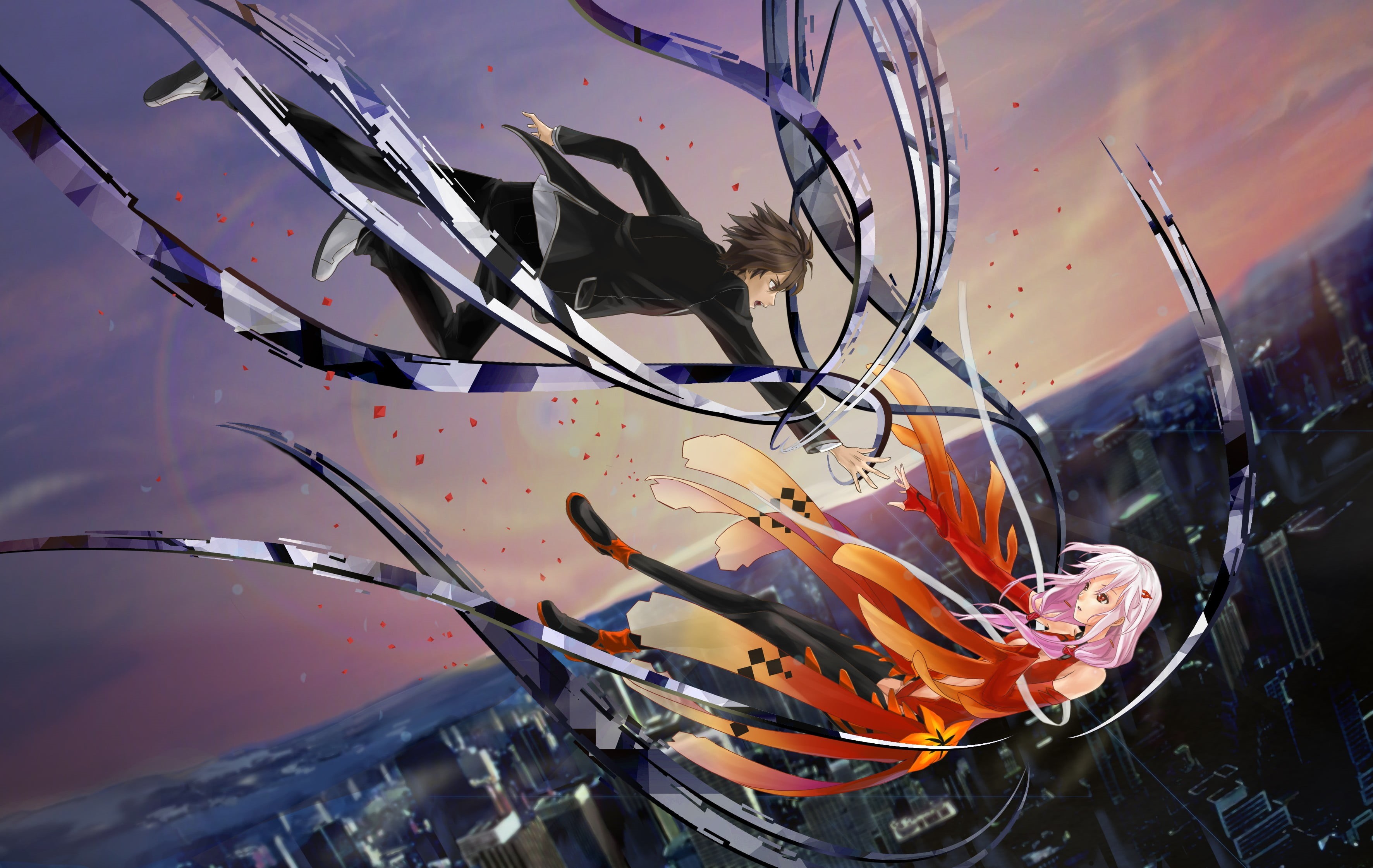 manga, fragility, compound, anime, orange color, day, Yuzuriha Inori, nature, vulnerability, 2K, red, close-up, focus on foreground, plant, flower, Guilty Crown, HD Wallpaper