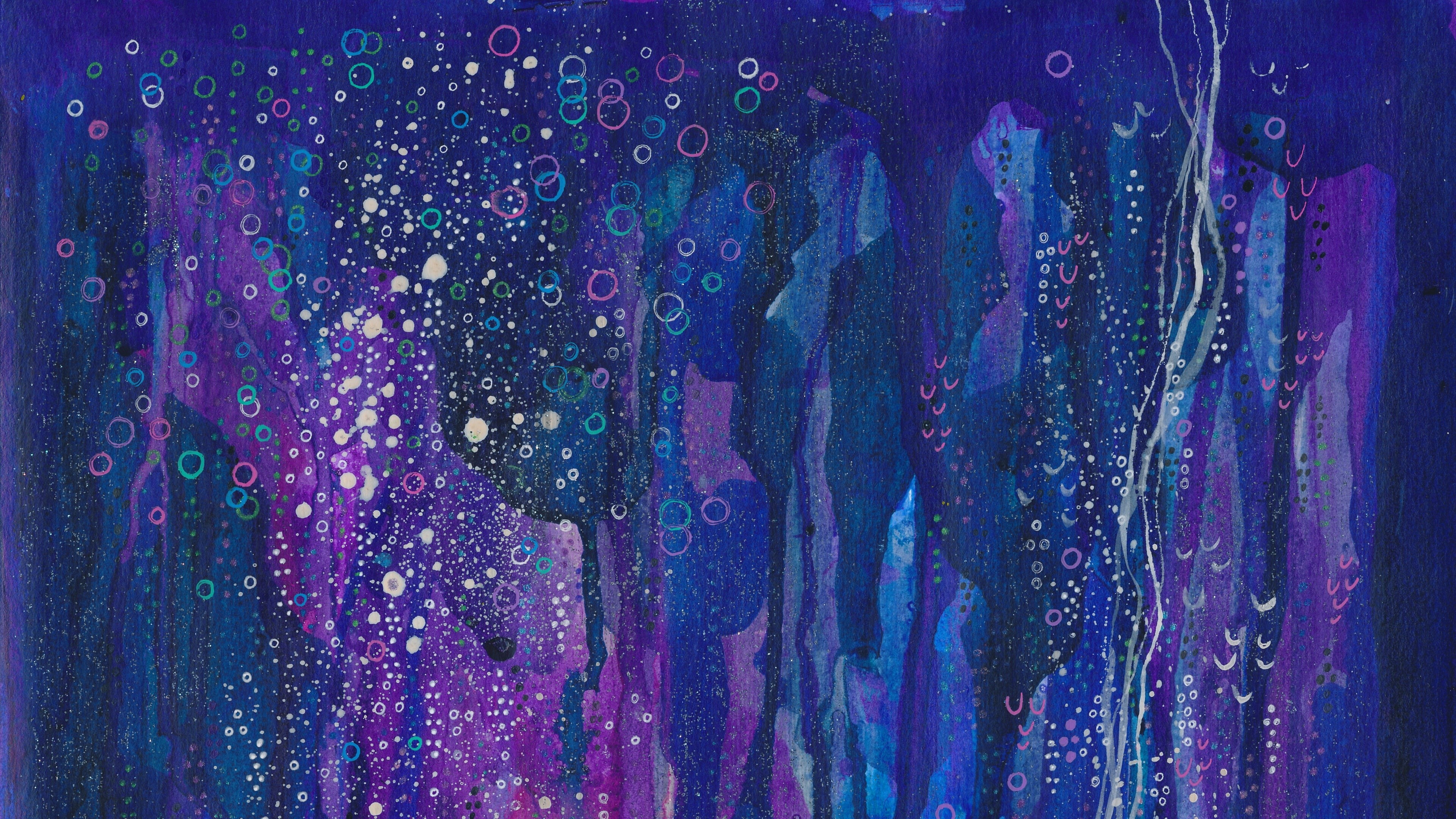 abstract art, watercolor, blue, abstraction, watercolor painting, pattern, purple, 4K, modern art, violet, HD Wallpaper