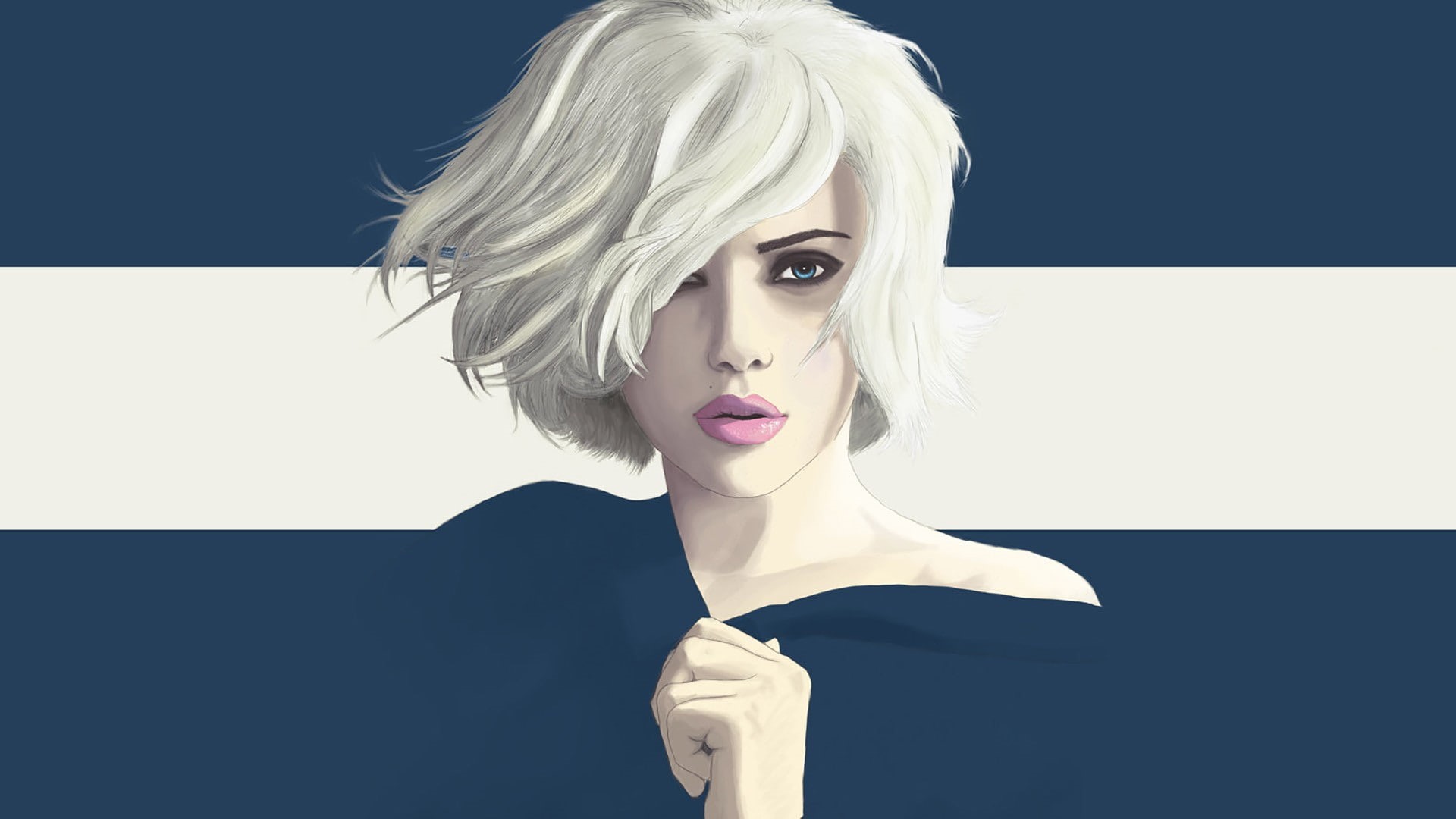 Yuschav Arly, vector, Vexel, juicy lips, portrait, Scarlett Johansson, 1080P, HD Wallpaper