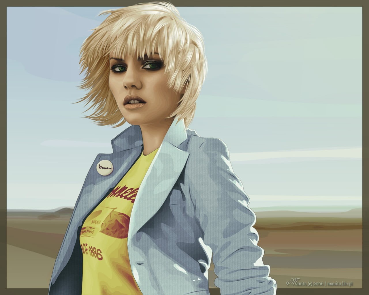 short hair, front view, blond hair, hair, artwork, Elisha Cuthbert, beauty, looking at camera, actress, beautiful woman, young adult, Vexel, portrait, real people, HD Wallpaper
