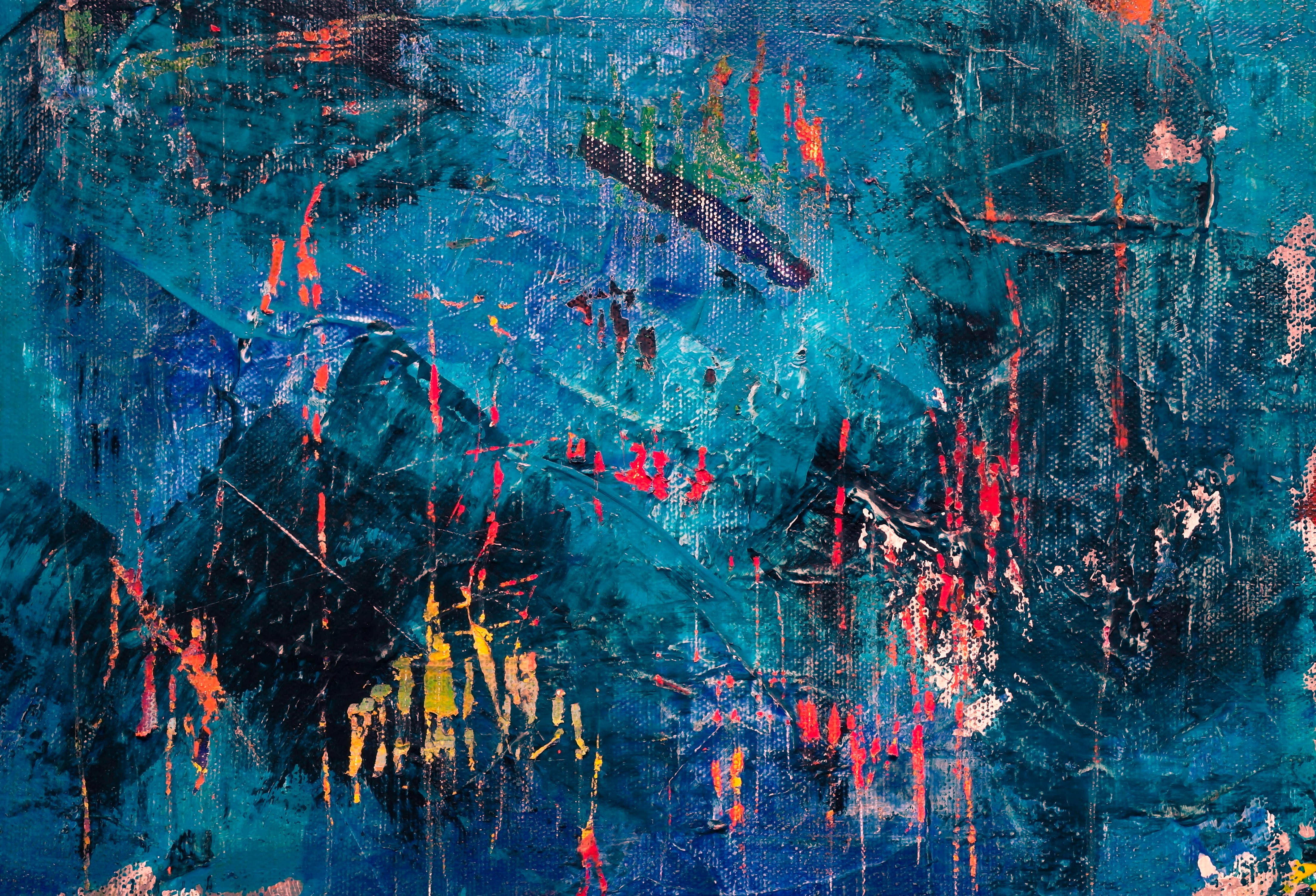mural, vibrant color, contemporary art, modern art, blue, textured, abstract painting, water, abstract, animal, drawing, canvas, dirty, graphics, day, painting, HD Wallpaper