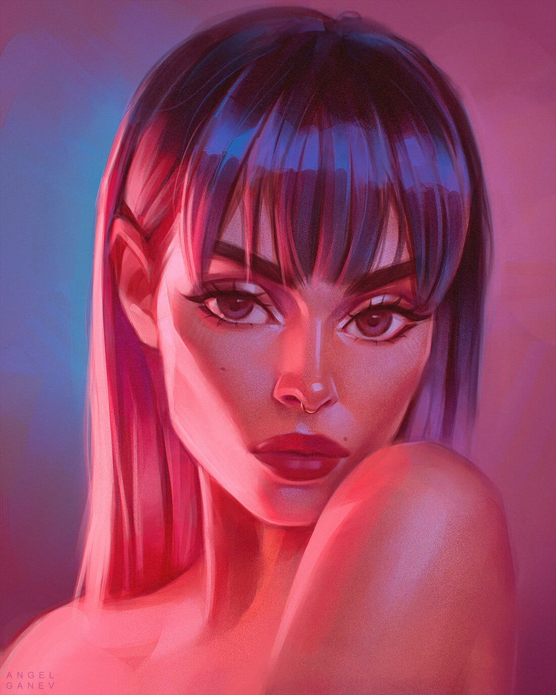 face, 720P, Angel Ganev, portrait, women, looking at viewer, Phone HD Wallpaper