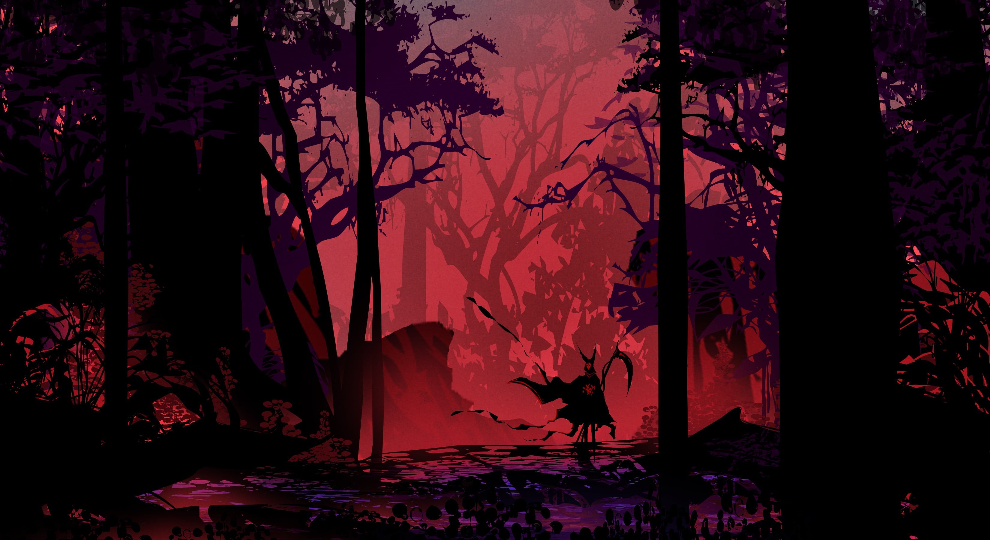 night, mammal, no people, reaper, tranquility, outdoors, nature, tree, trunk, orange color, game, beauty in nature, animal, character, red, forest, TacoSauceNinja, HD Wallpaper